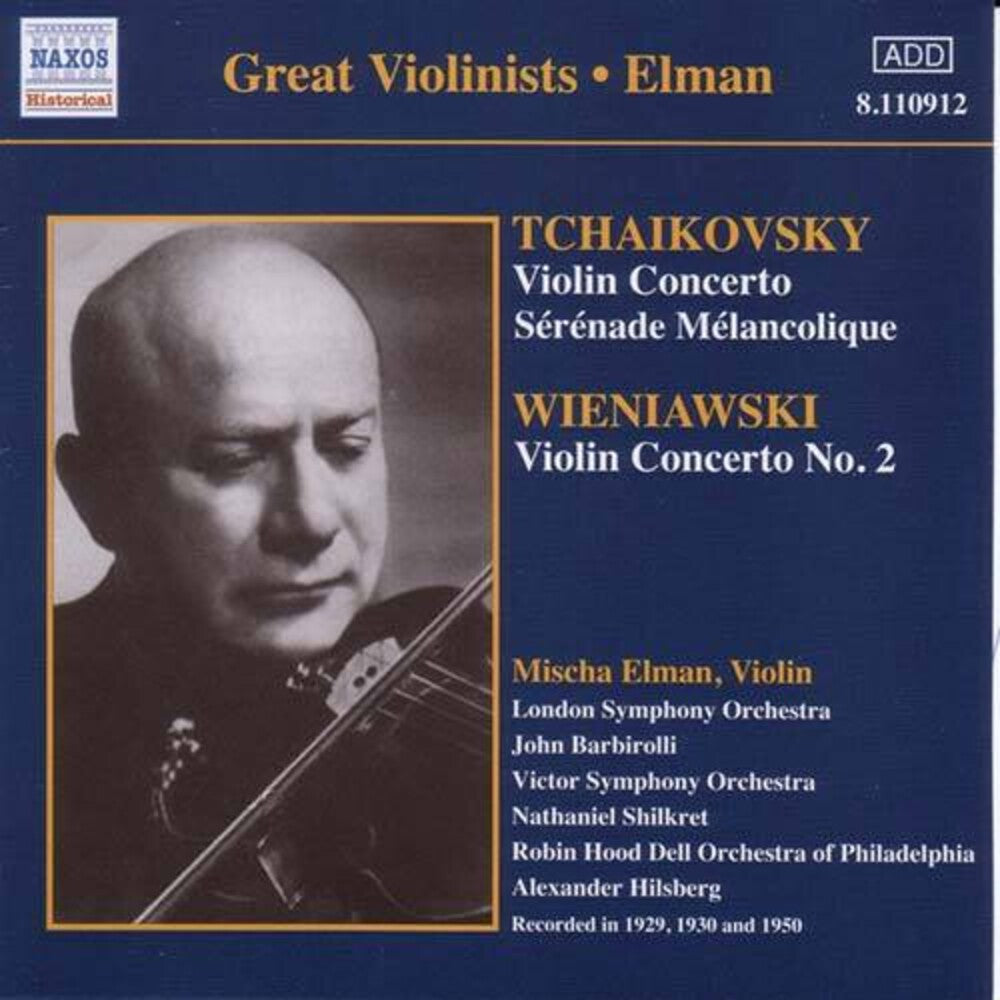 Mischa Elman - Tchaikovsky / Wieniawski: Violin Concertos (Elman) (1929, 1950) Music CD