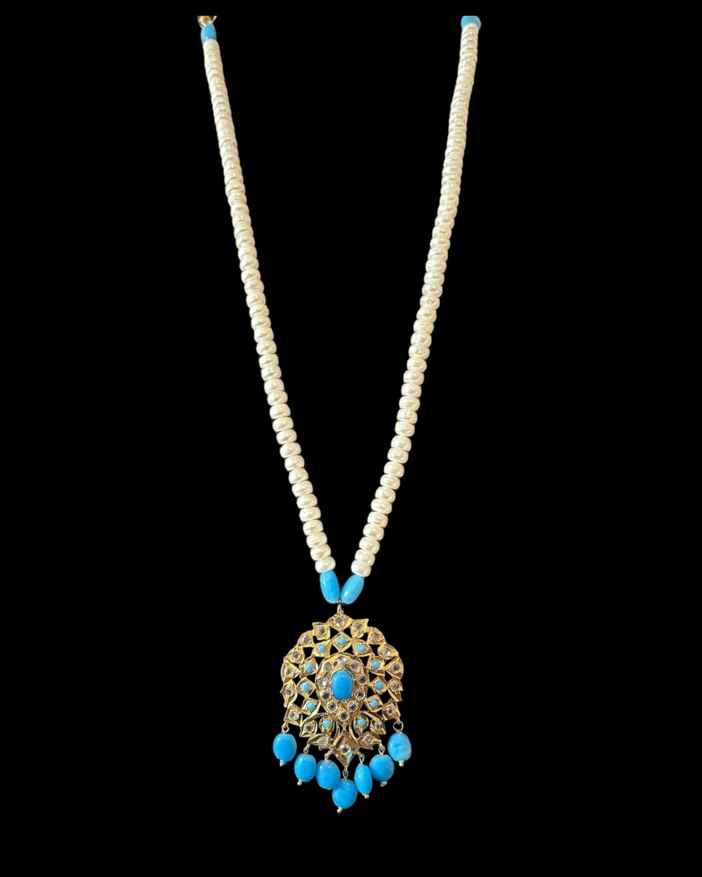 PS527 Neelam freshwater pearl pendant set - turquoise ( READY TO SHIP )
