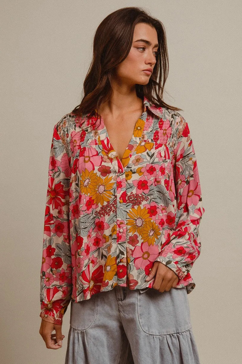 BiBi Woven Floral Printed Shirt Top