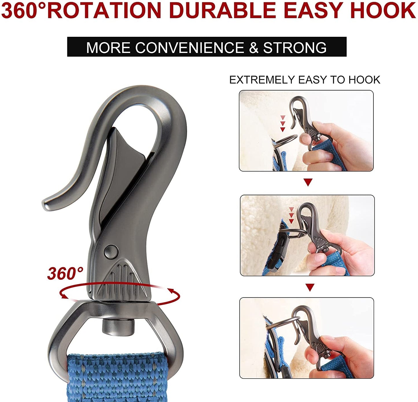5 FT Heavy Duty Dog Leash with 2 Comfortable Padded Handles