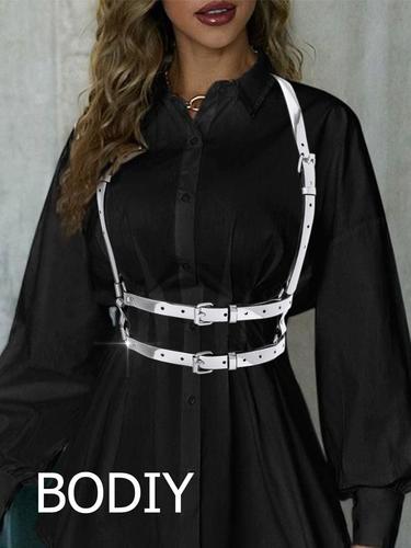 Women High Waisted Harness Belt Mirror Waist Strap Belts Rave Punk Rock Belts