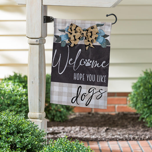 Dogs and Checks Garden Burlap Flag