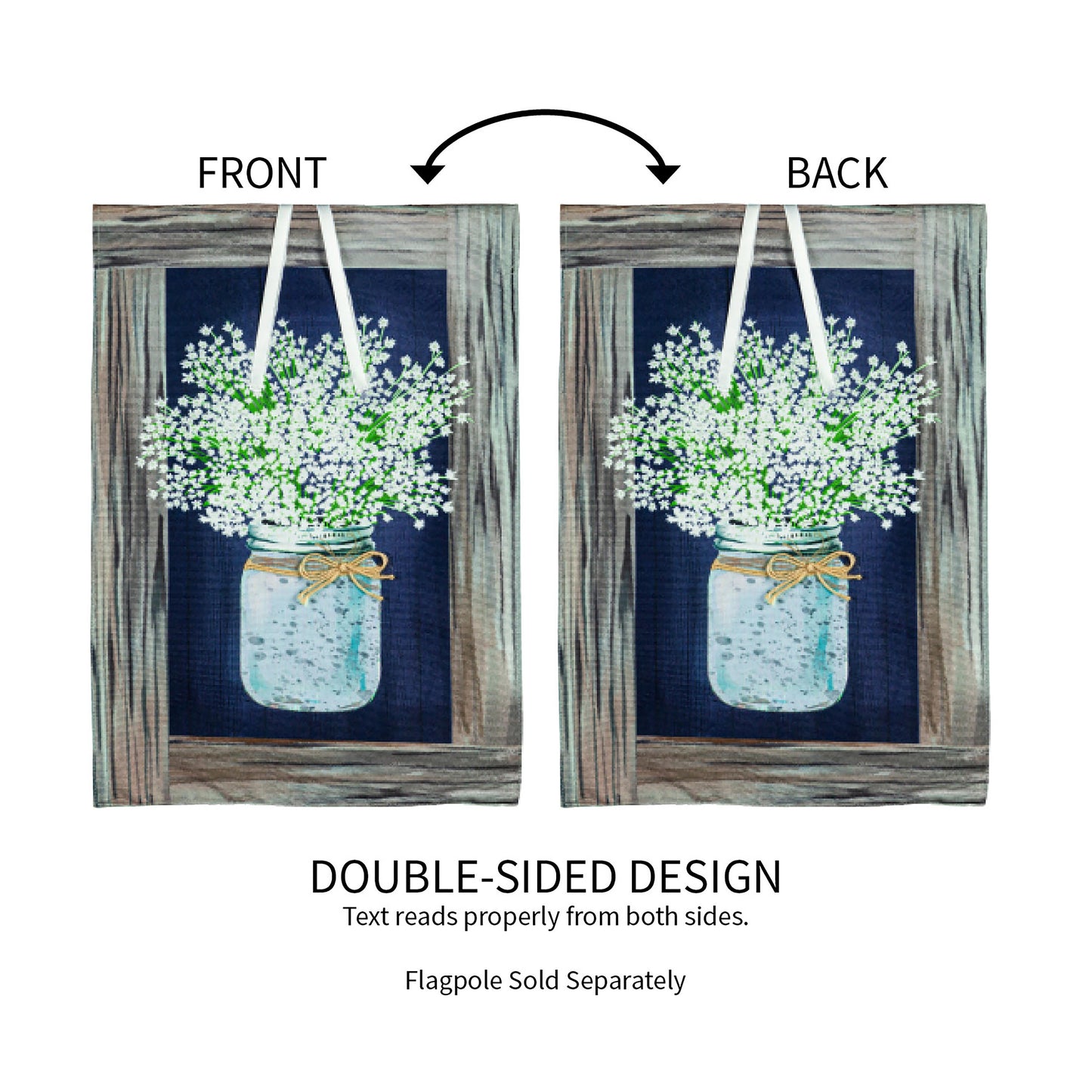 Hanging Mason Jar Garden Linen Flag