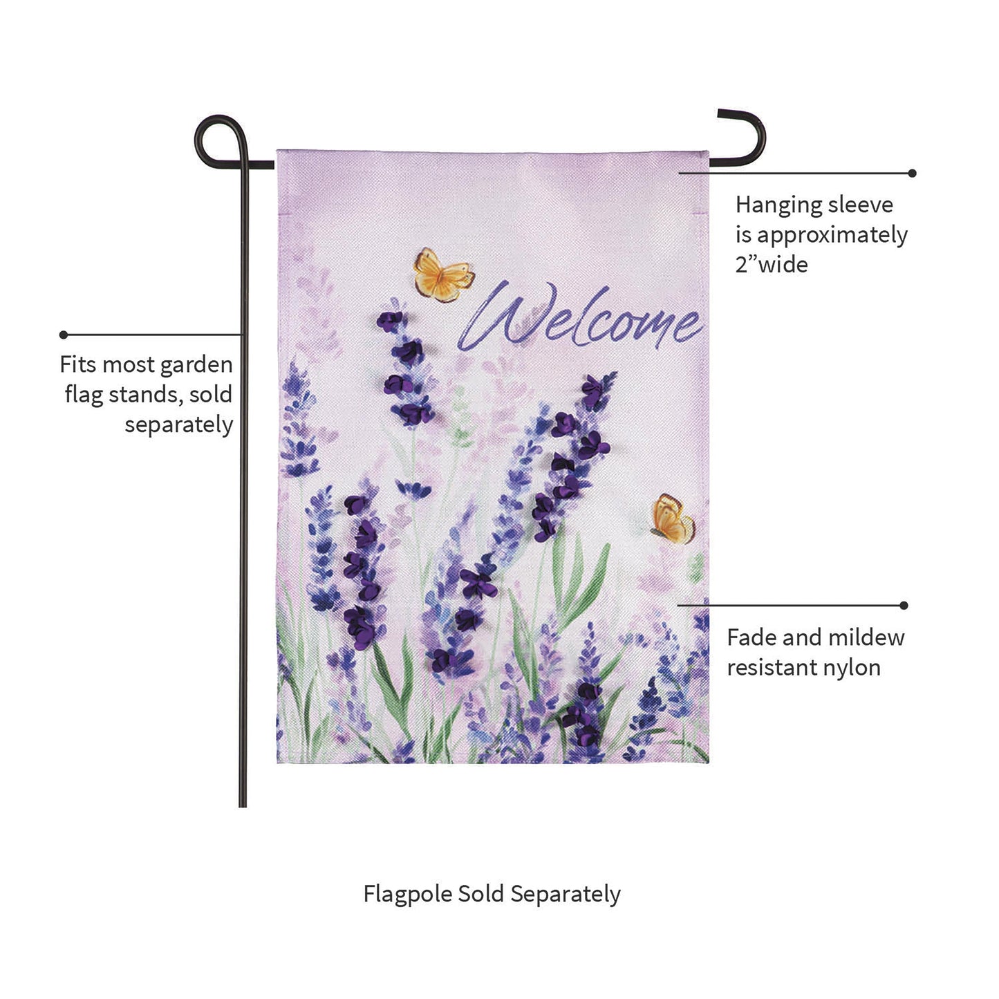 Hello Spring Lavender Burlap Garden Flag