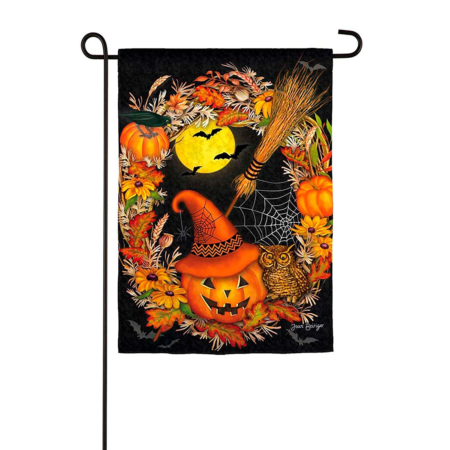 Halloween Wreath Garden Textured Suede Flag
