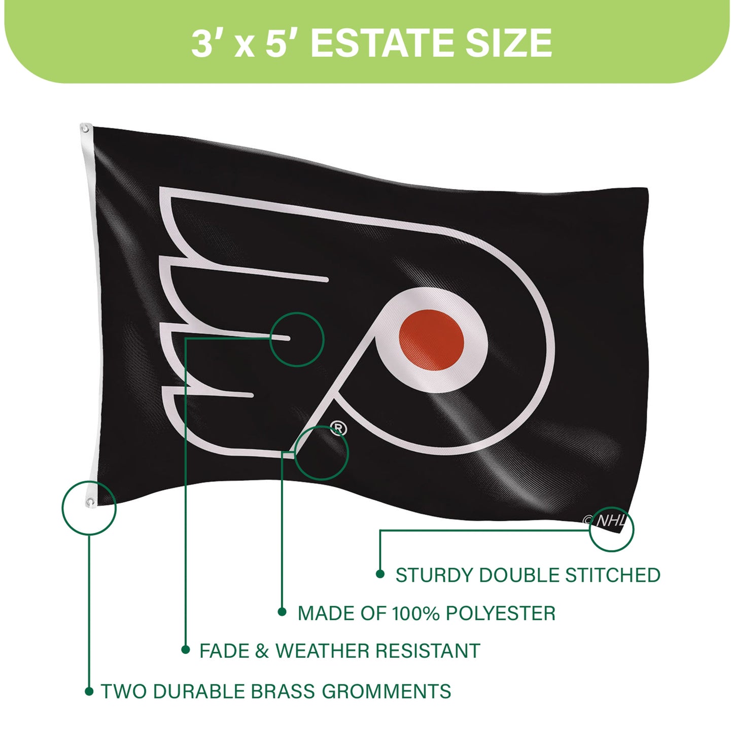 Philadelphia Flyers Single Sided Estate Flag with 2 Grommets, 3'x5'