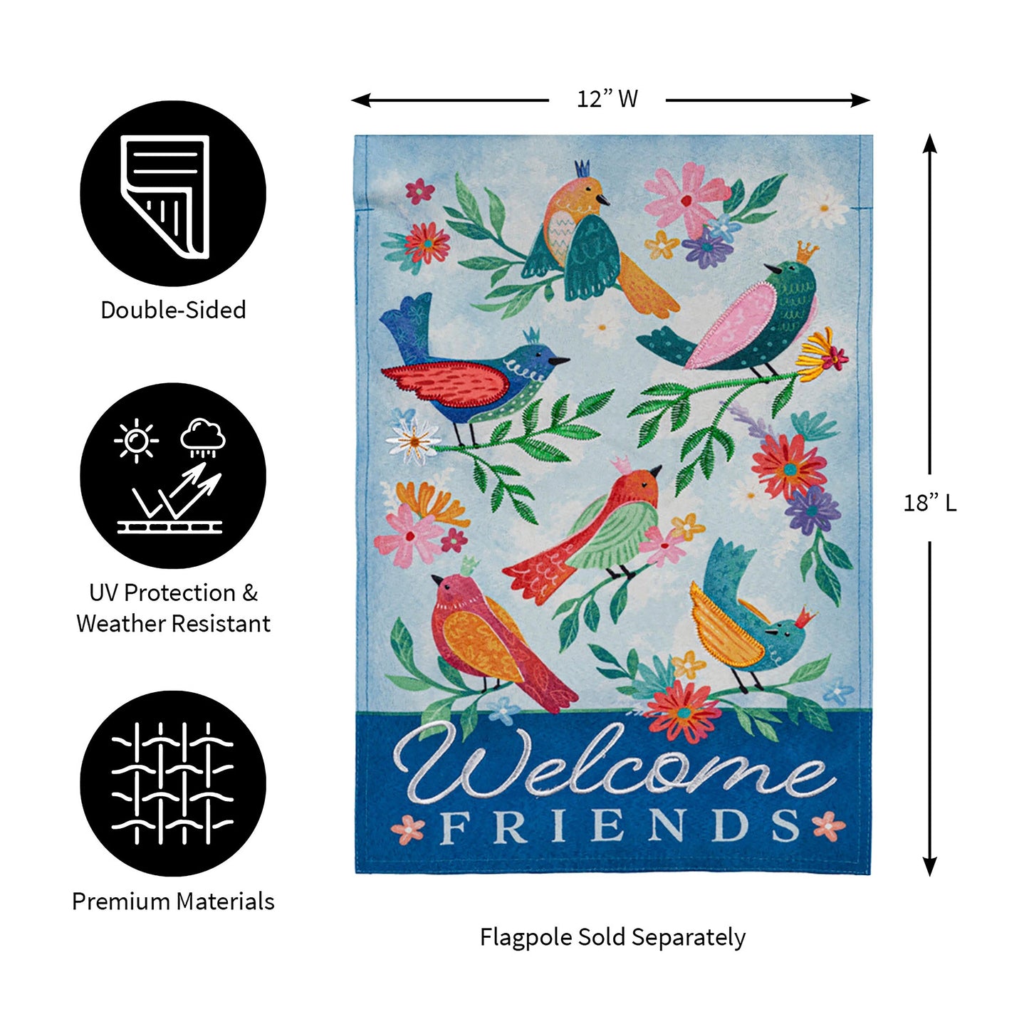 Bird Queens Garden Linen Flag