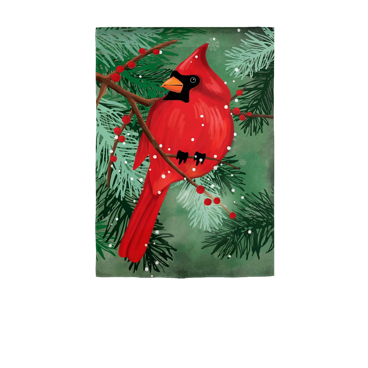 Cardinal in Pines Applique House Flag
