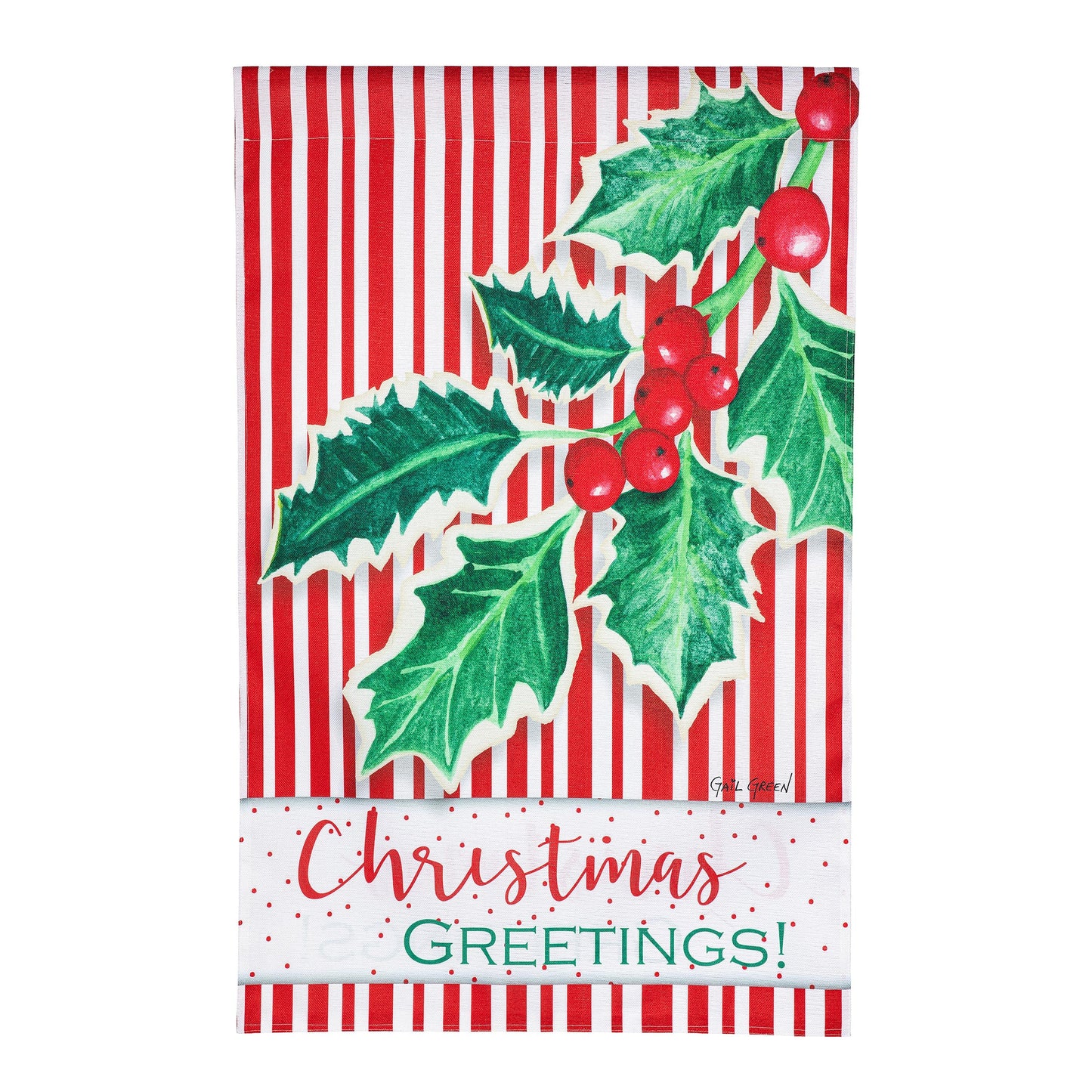 Christmas Greetings Burlap House Flag