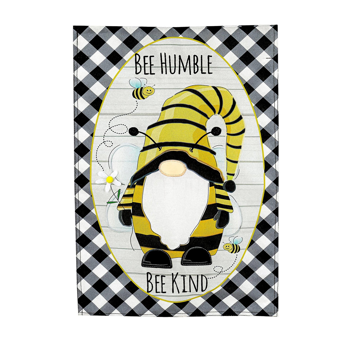 Bee Humble Bee Kind Gnome Garden Linen Flag