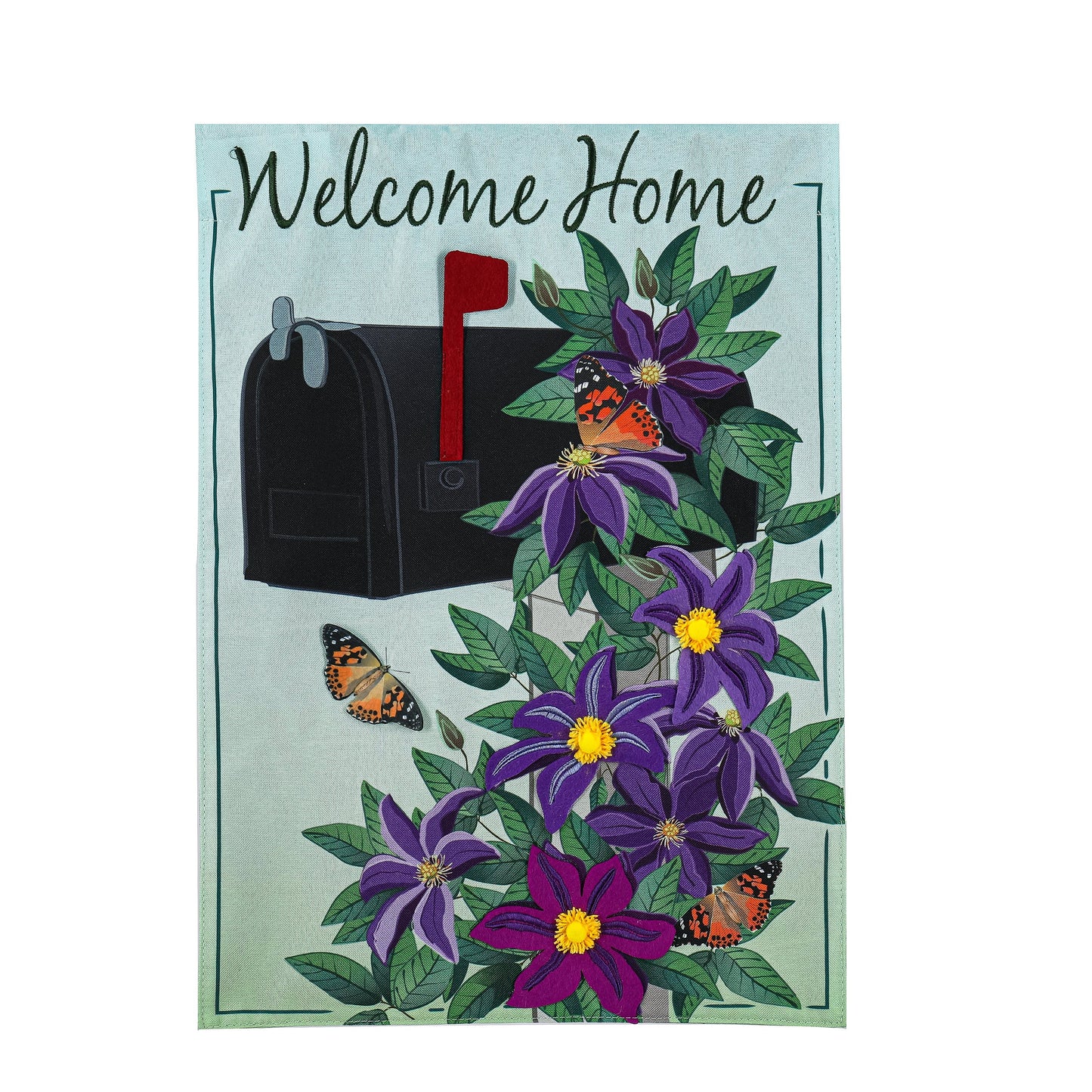 Home Clematis Mailbox Garden Linen Flag