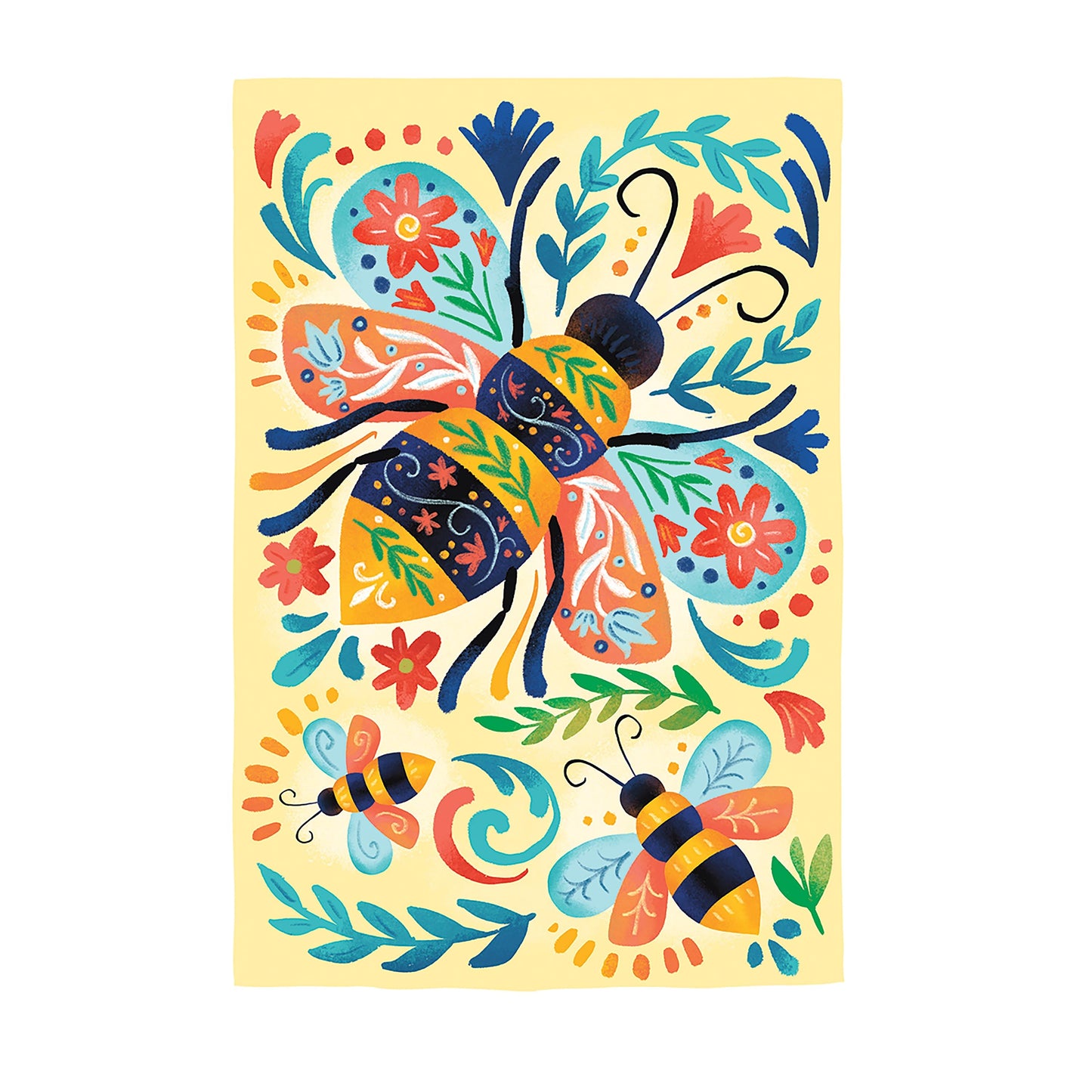 Patterned Bee Applique House Flag