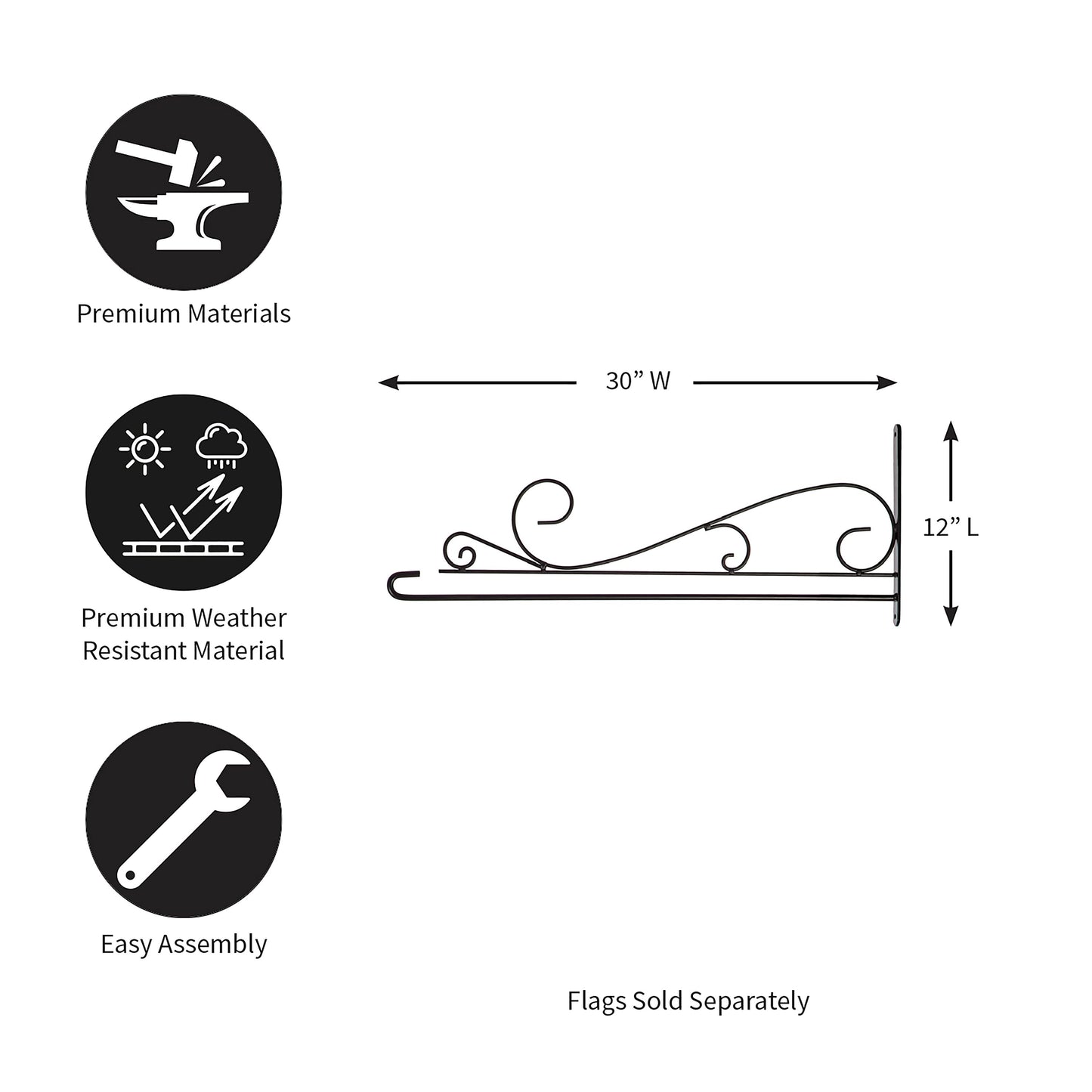 Swirl Wall-Mount House Flag Hanger