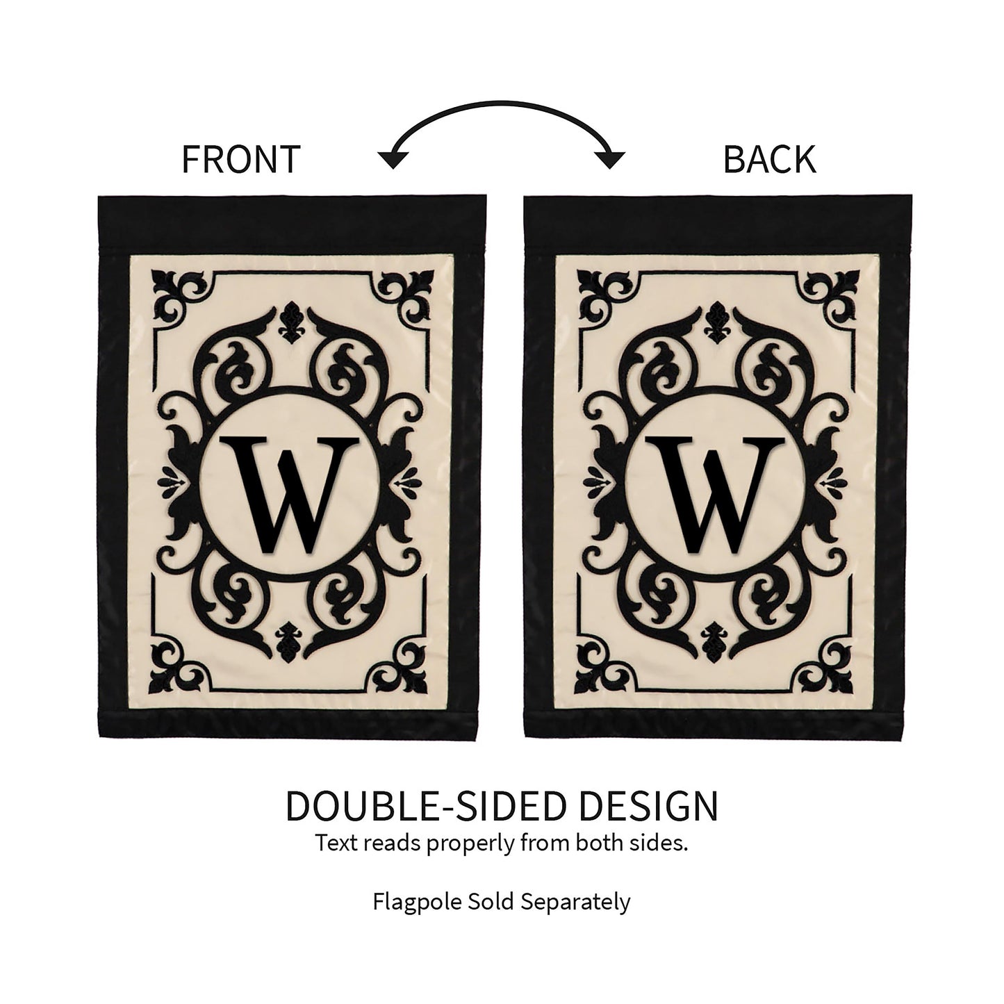 Cambridge Monogram Garden Applique Flag, Letter W
