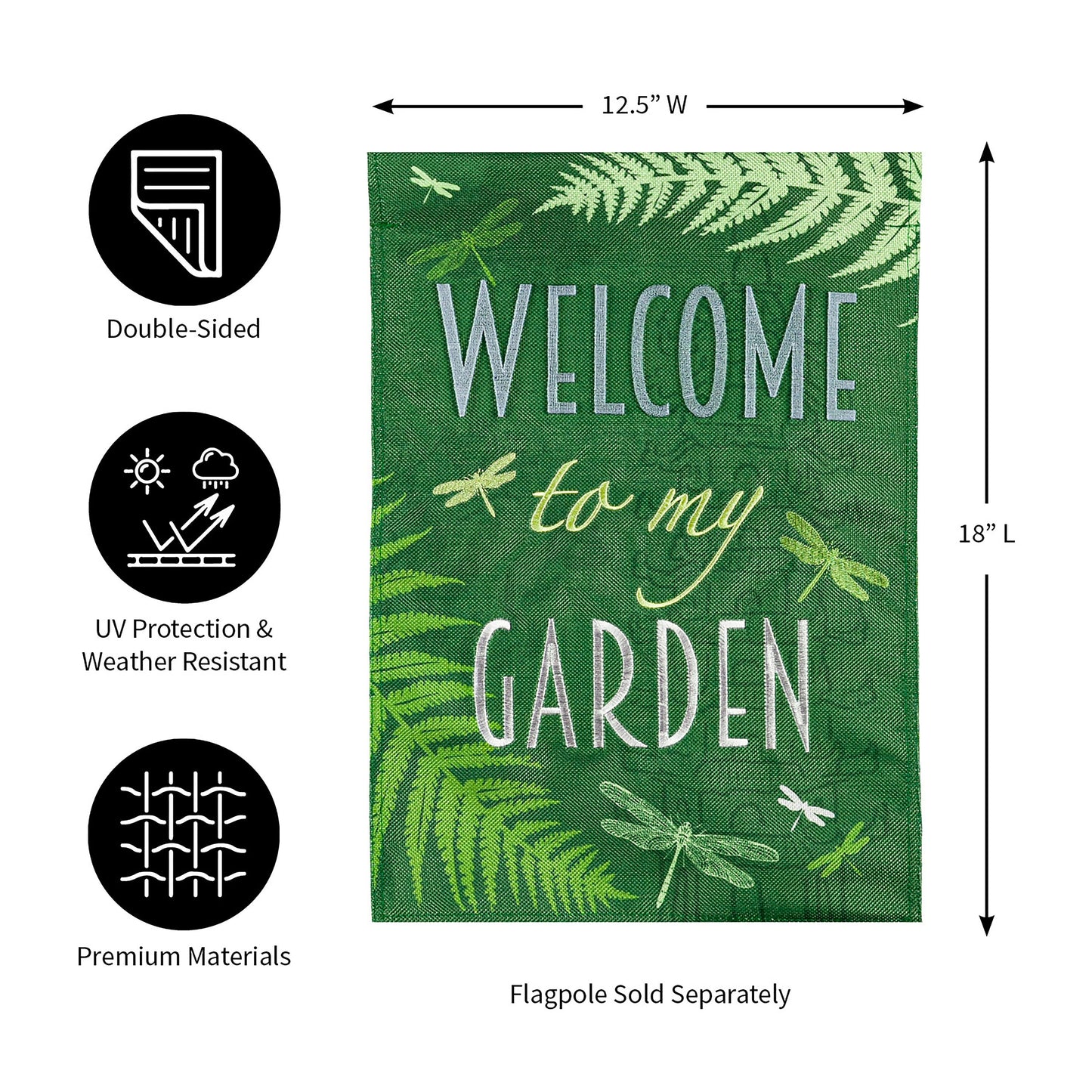 Welcome Dragonfly Garden Burlap Flag