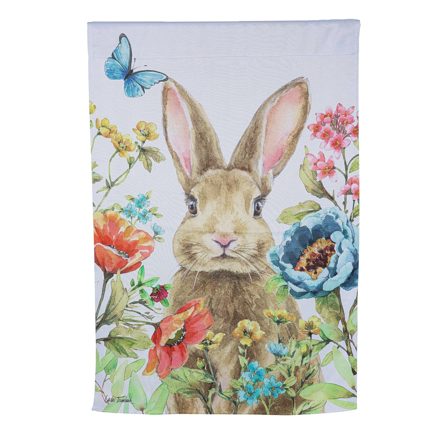 Garden Bunnies Suede House Flag
