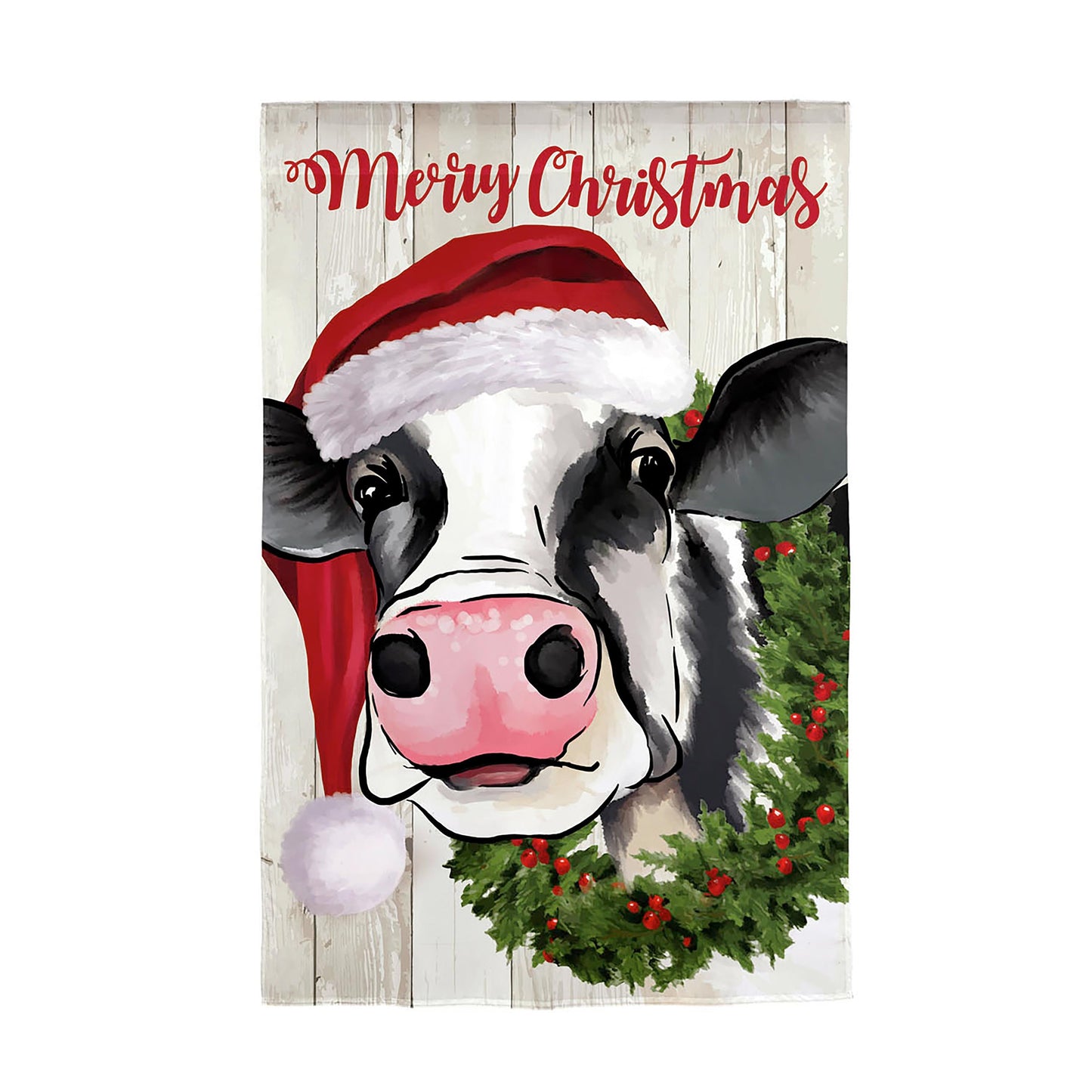 Christmas Cow Linen Garden Flag