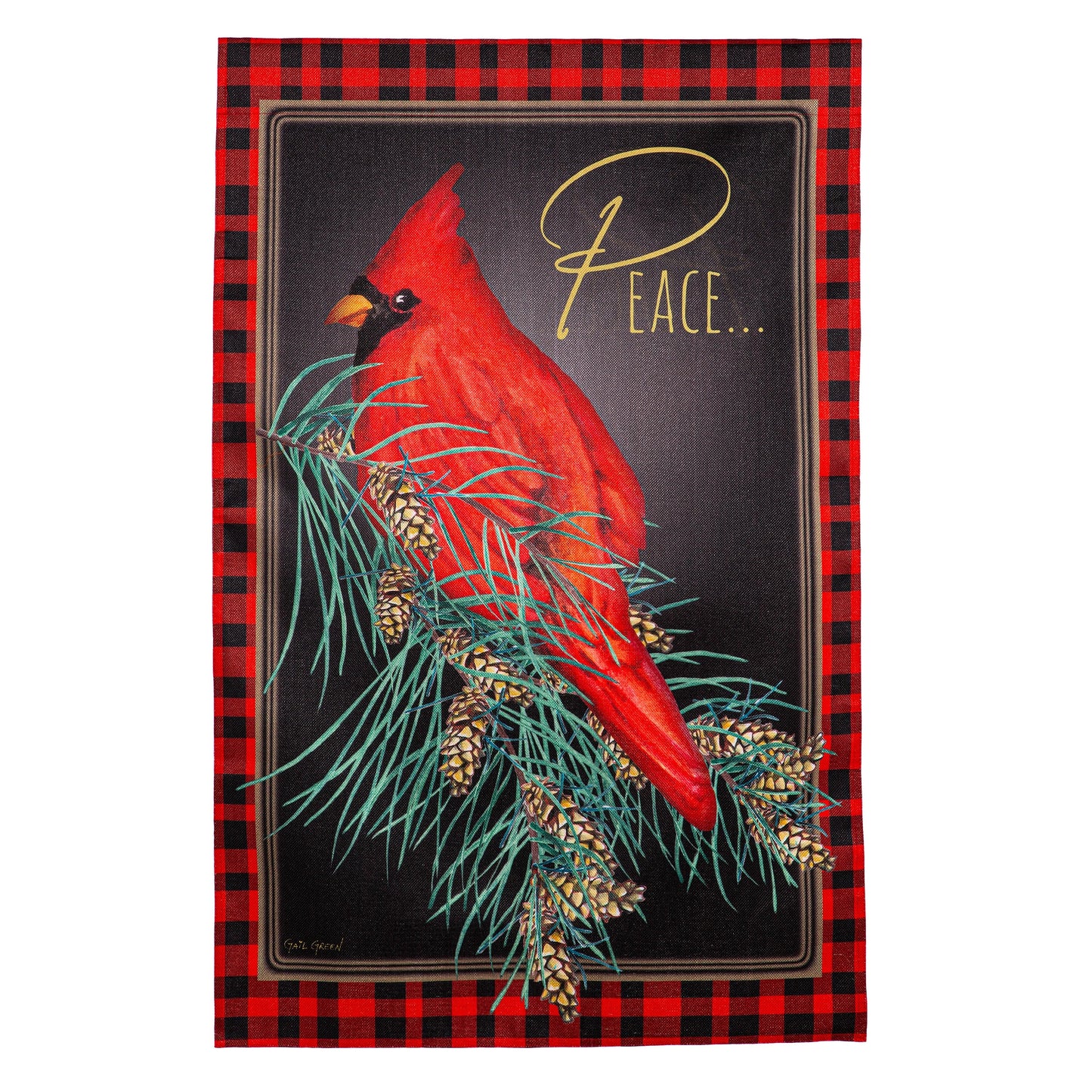 Cardinal Peace Burlap House Flag