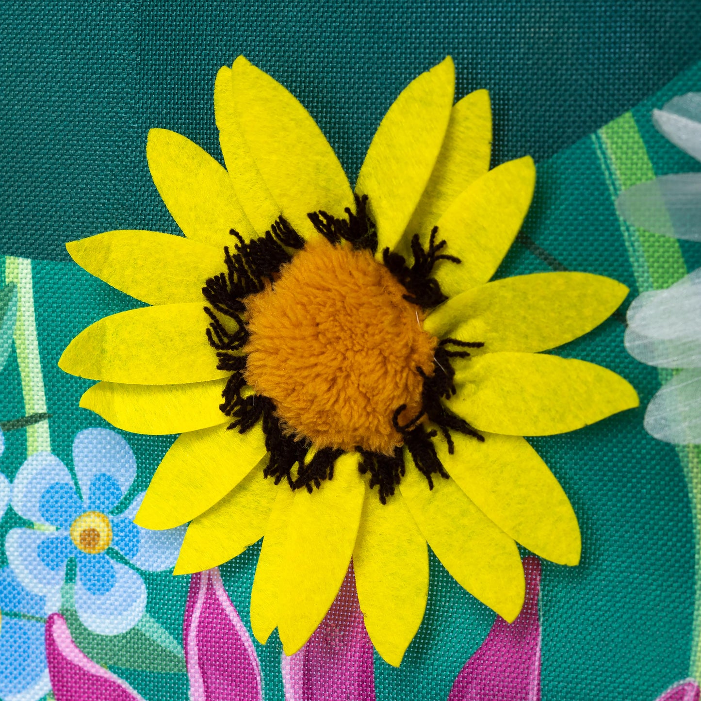 Wildflowers Welcome Estate Size Embellished Burlap Flag