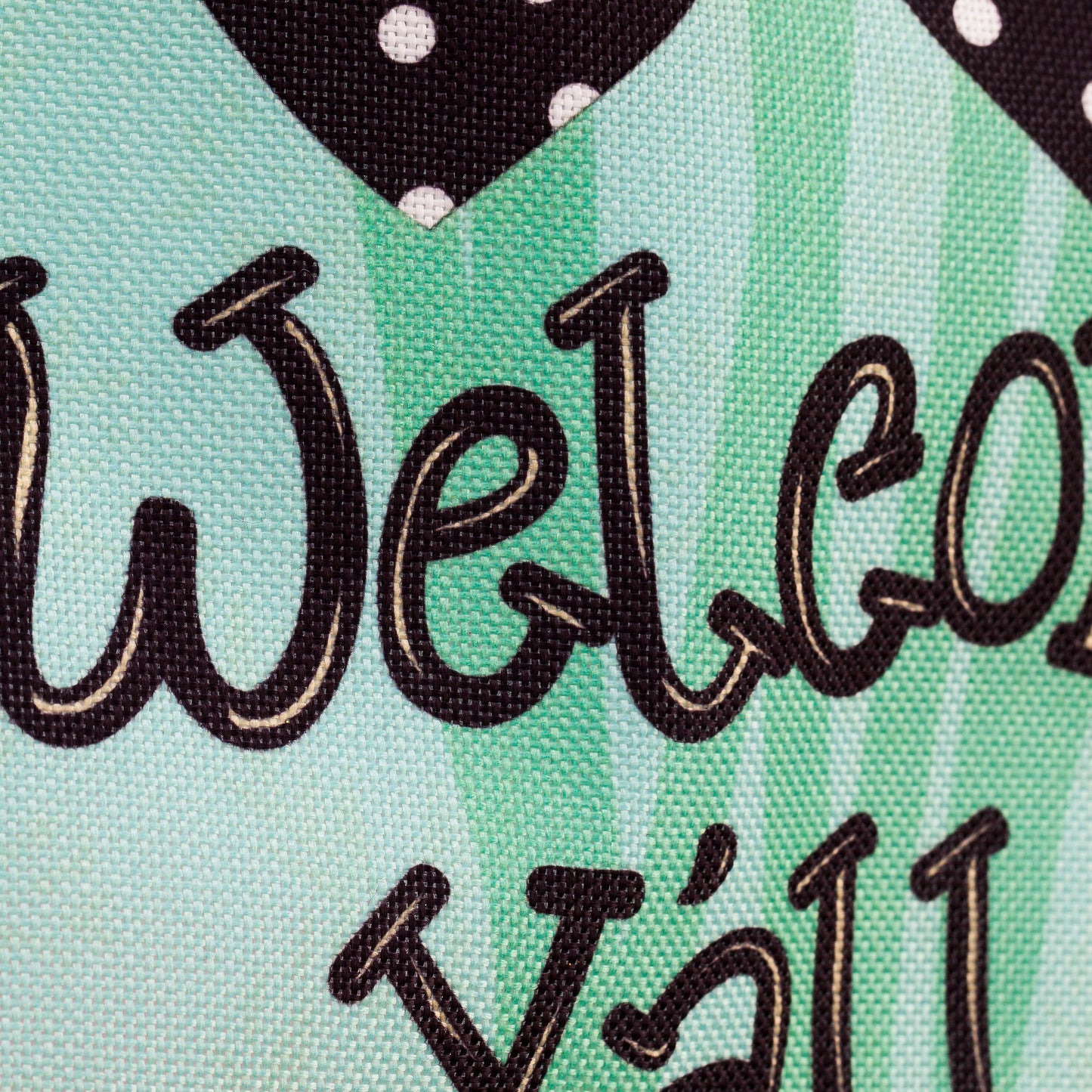 Welcome Y'all Polka Dot Flowers Garden Burlap Flag and Sassafras Mat Set (14B4181ECM+431272)