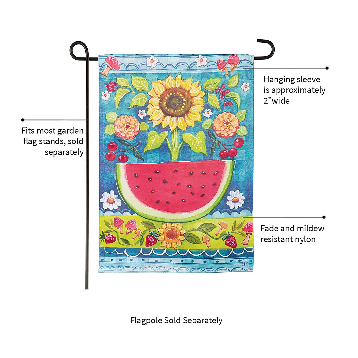 Folk Sunflower Suede Garden Flag