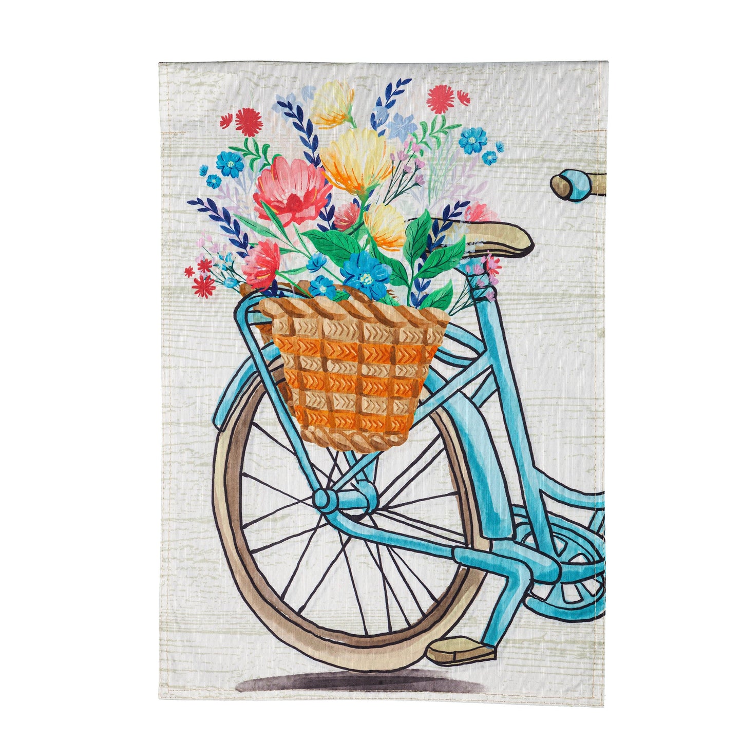 Bike Basket with Flowers Garden Strie Flag