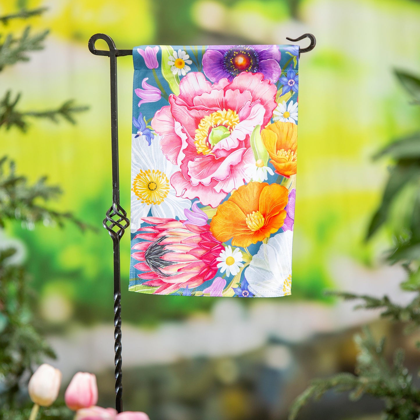 Bold Flowers Suede Garden Flag