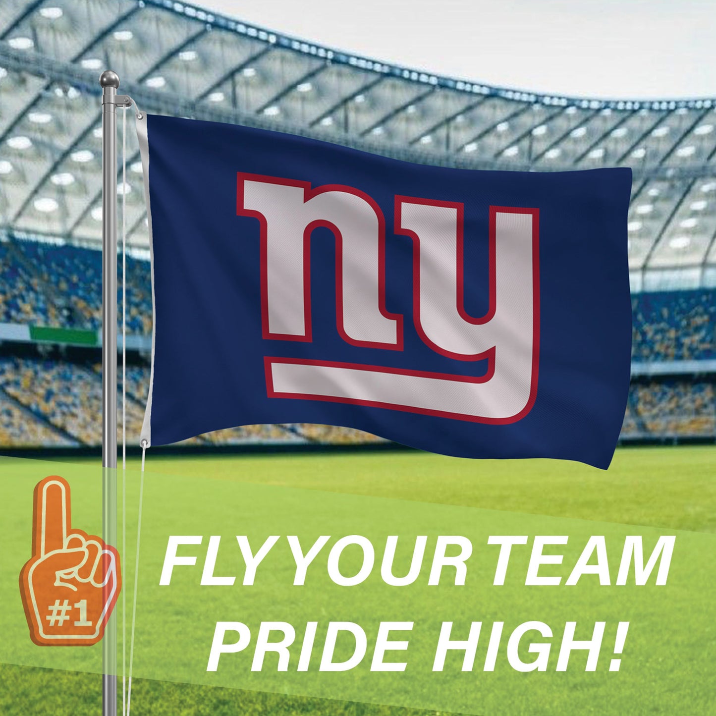 New York Giants Single Sided Flag with 2 Grommets, 3'x5'