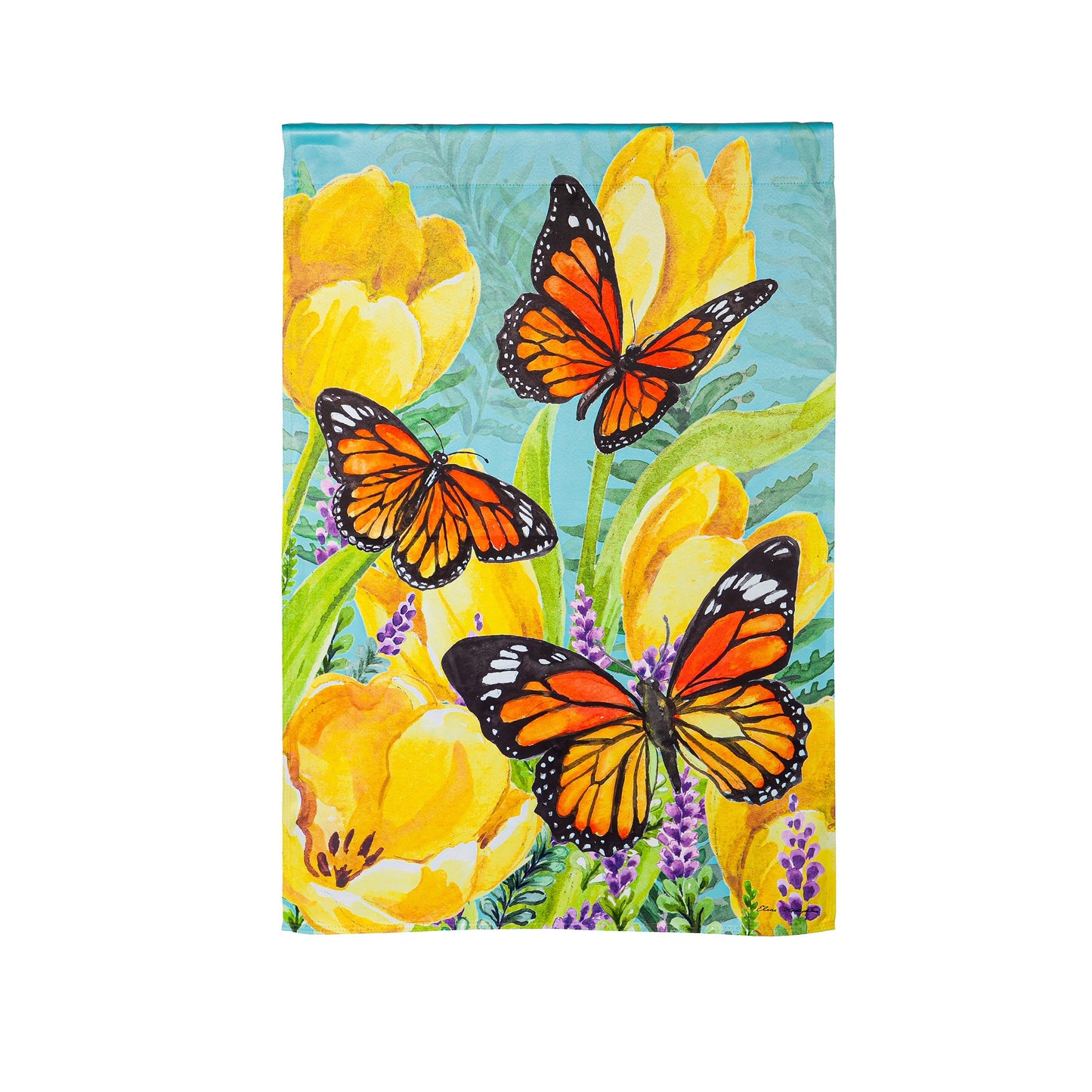 Tulip and Butterfly House Suede Flag