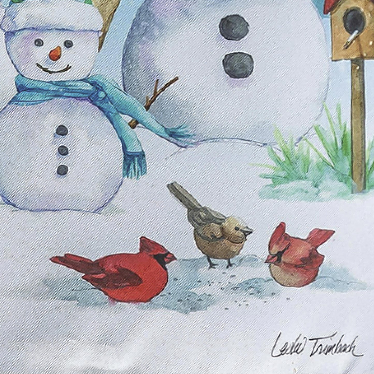 Snowman Family Suede Garden Flag