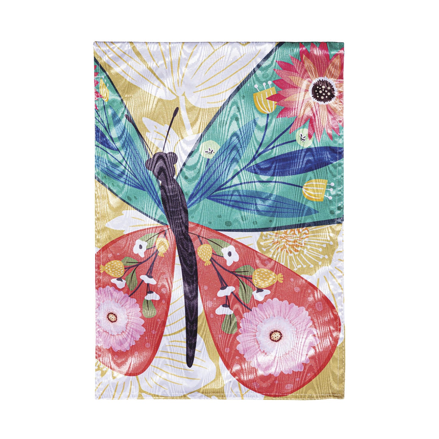 Folk Butterfly Moire Garden Flag
