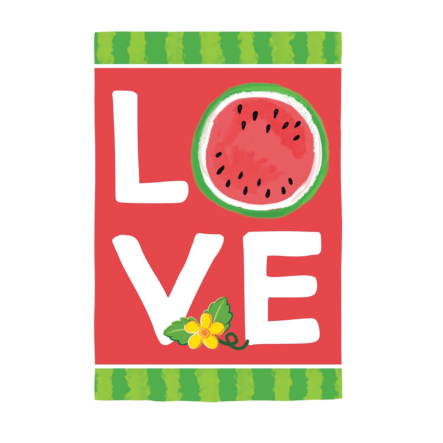 Watermelon Love Burlap House Flag