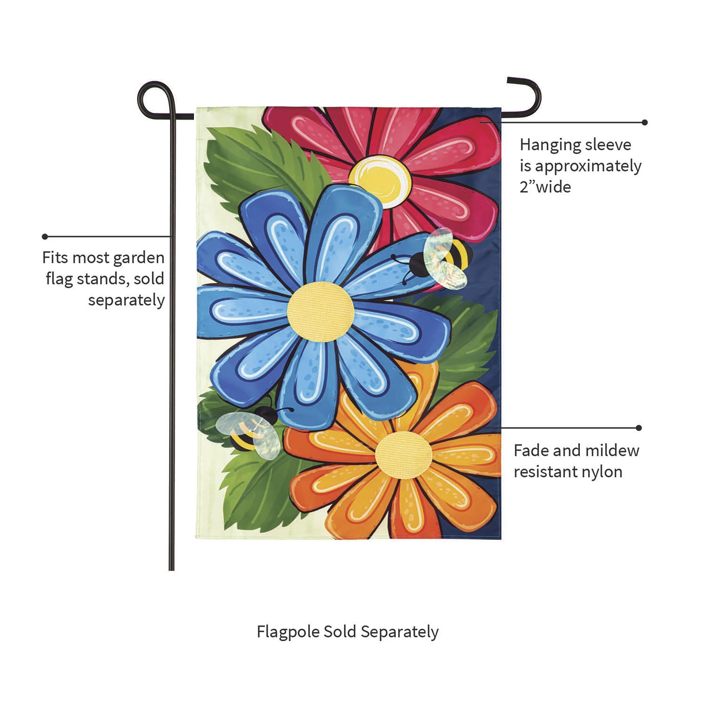 Spring Floral Applique Garden Flag