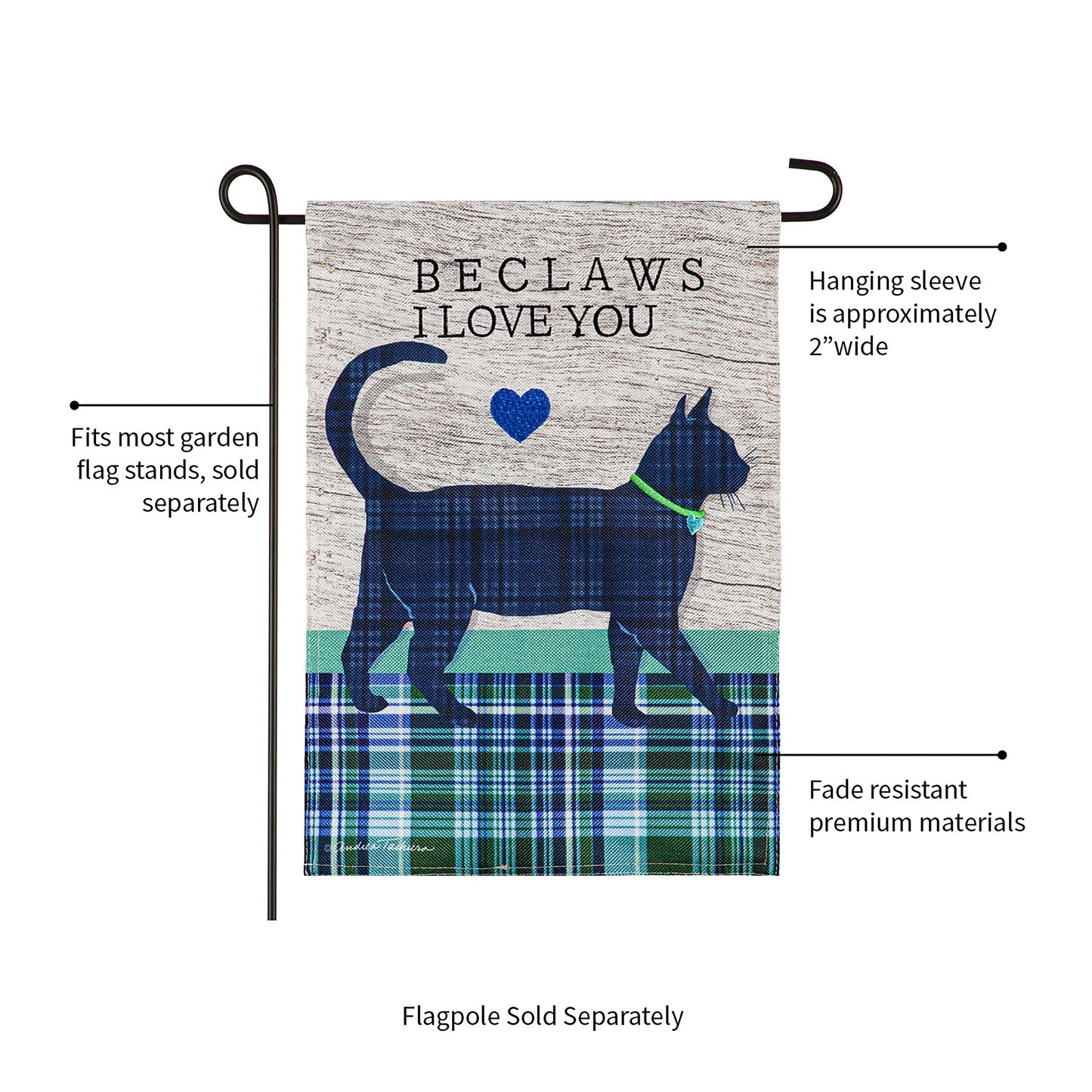 Beclaws I Love You Garden Burlap Flag
