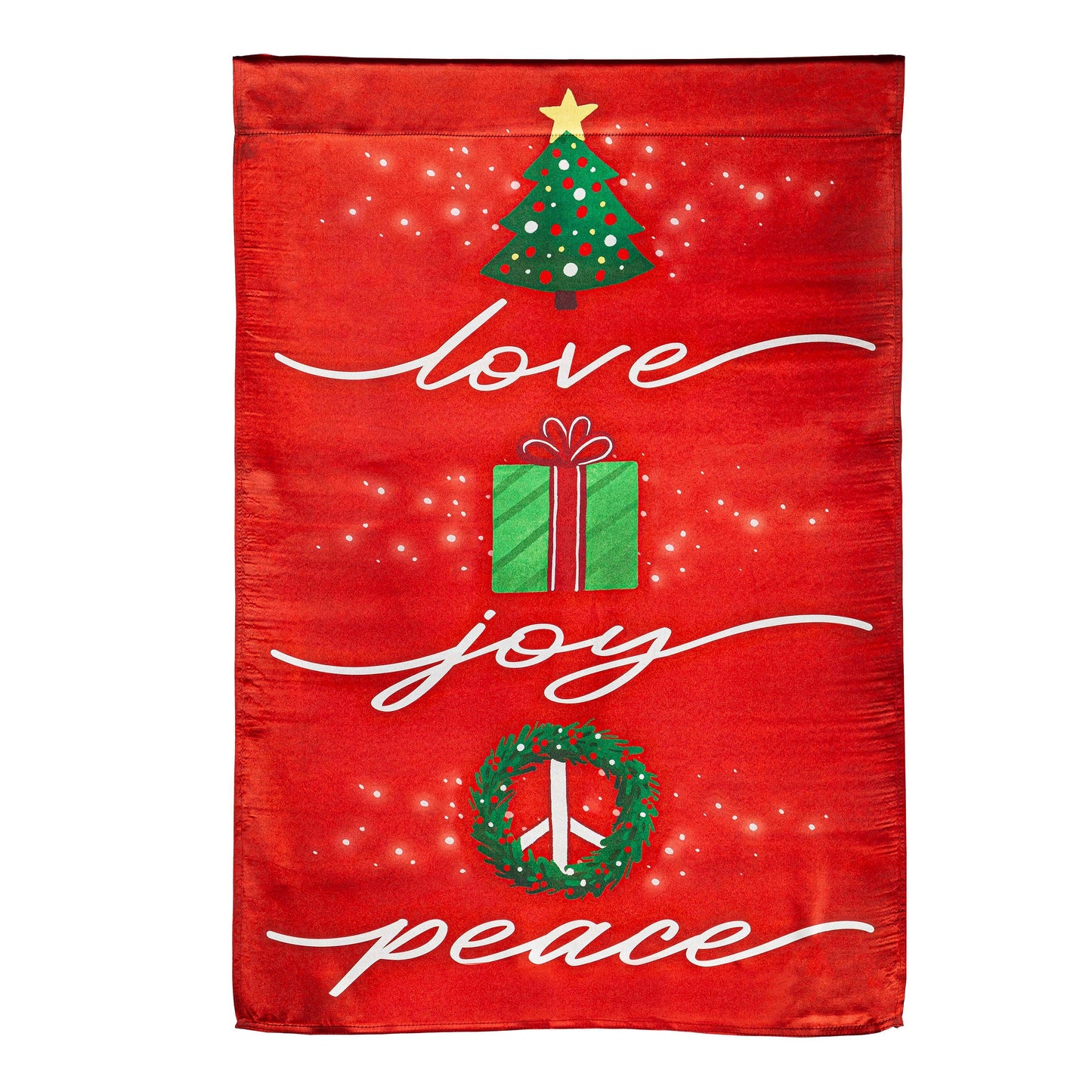 Love, Joy, Peace Lustre House Flag