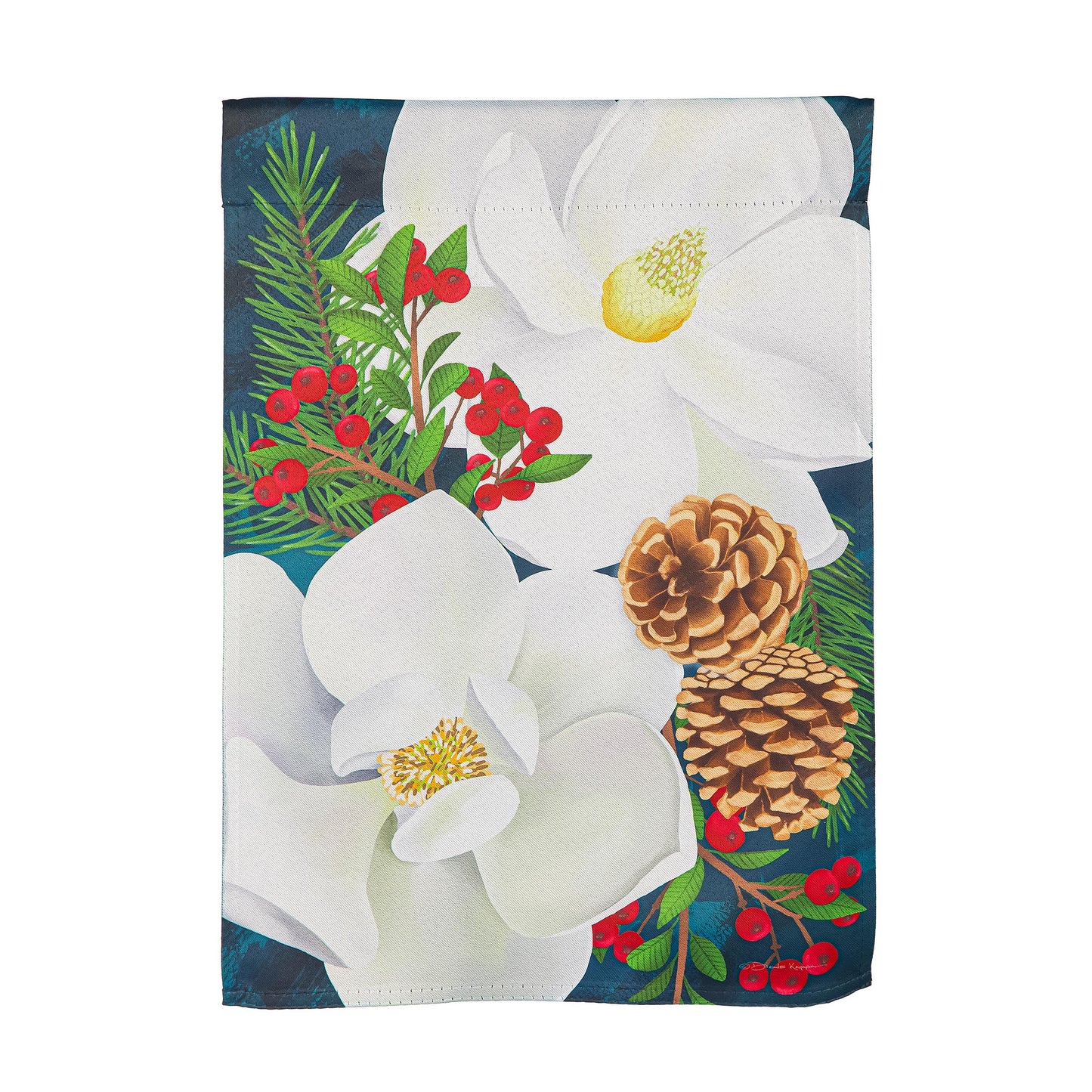 Holiday Magnolia Arrangement Suede Garden Flag