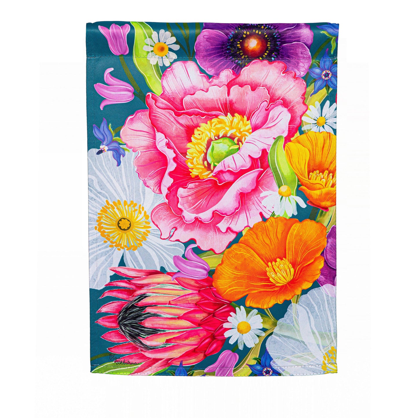 Bold Flowers Suede House Flag