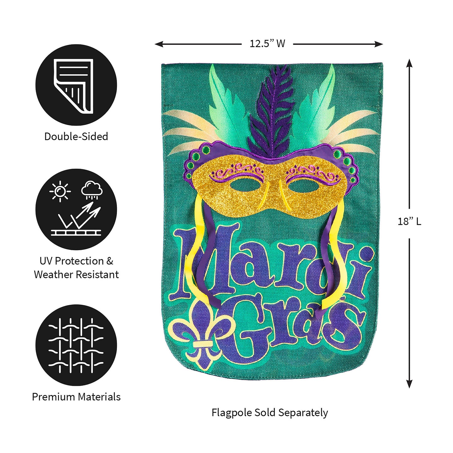 Mardi Gras Mask Garden Burlap Flag