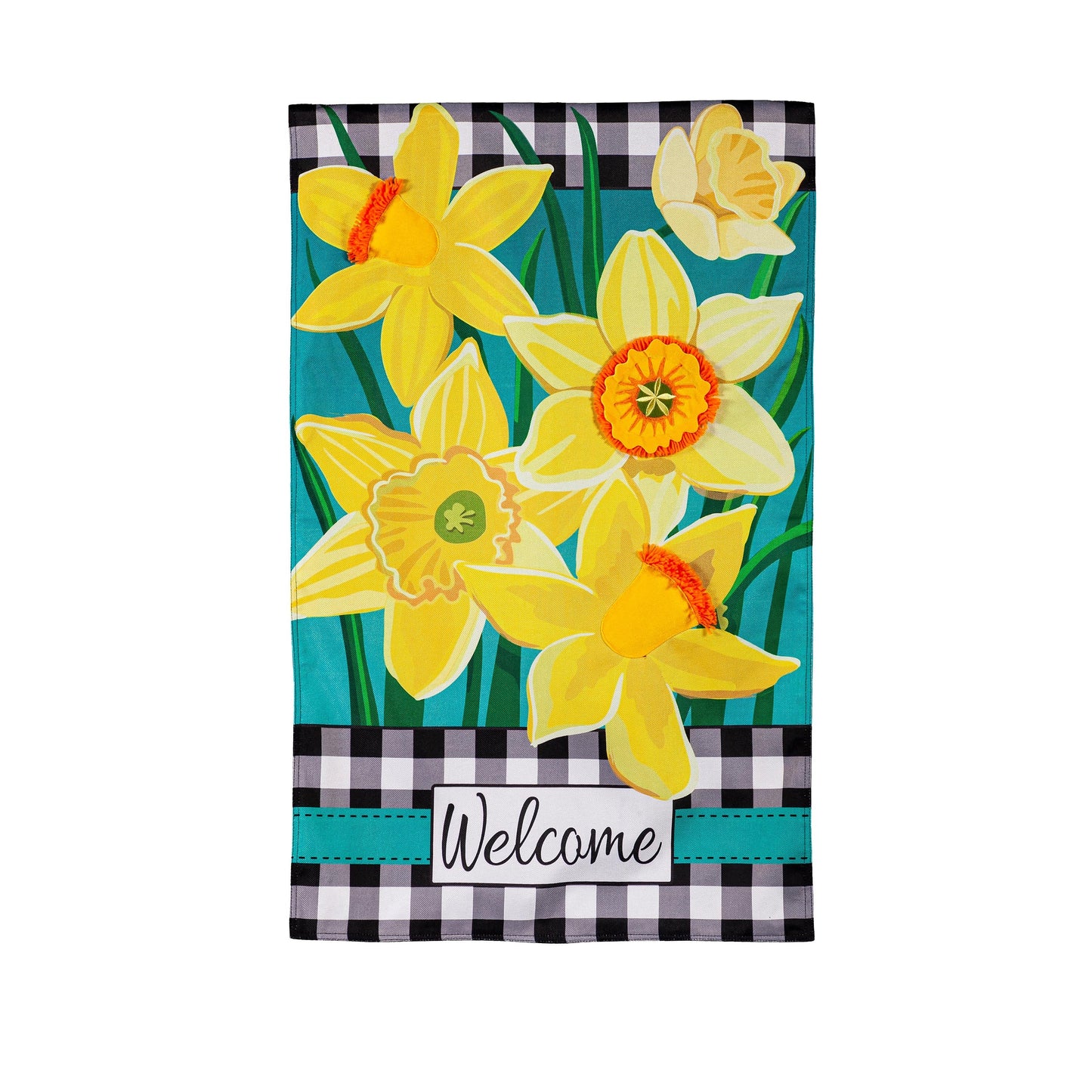 Daffodil Garden House Burlap Flag
