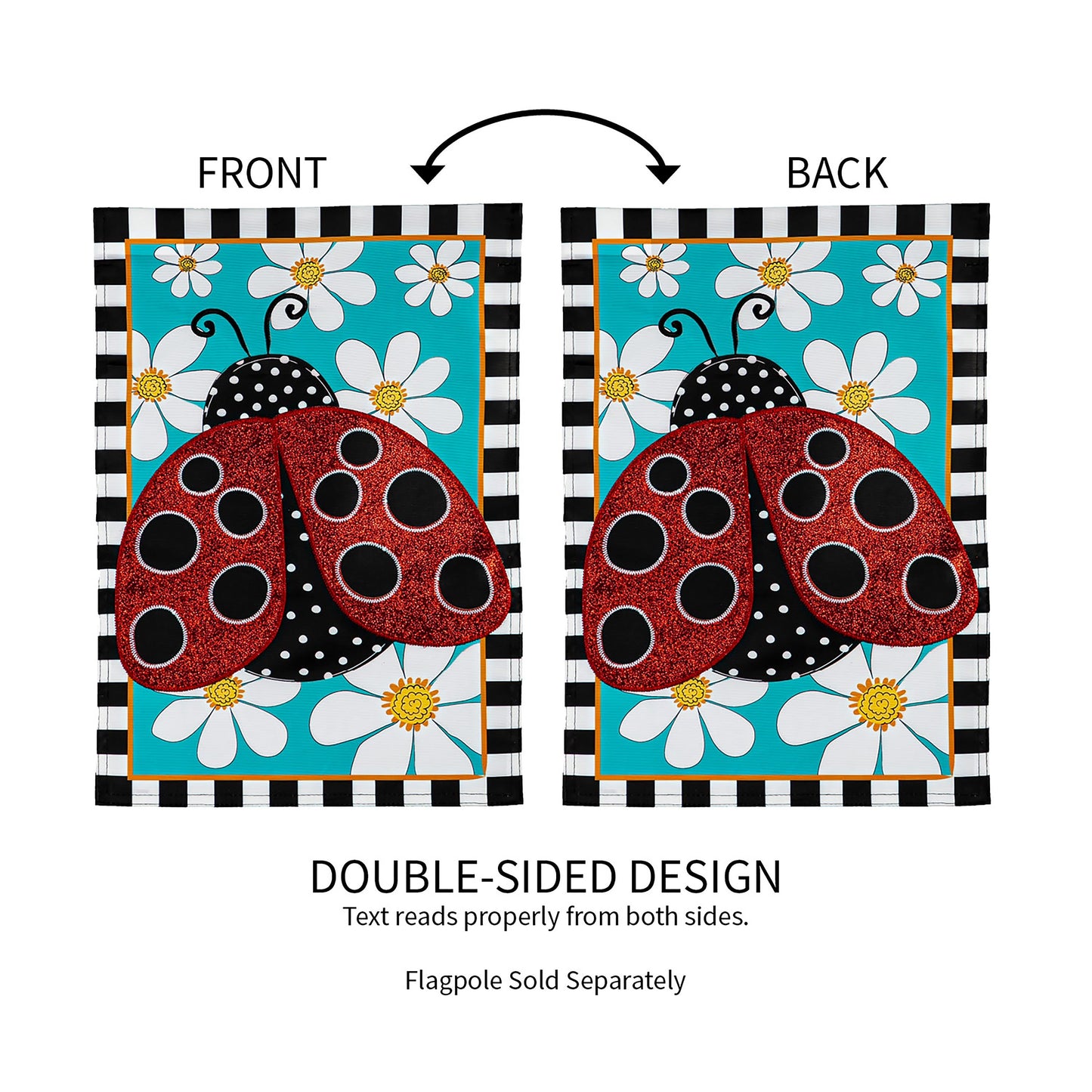 Ladybug with Daisies Garden Applique Flag