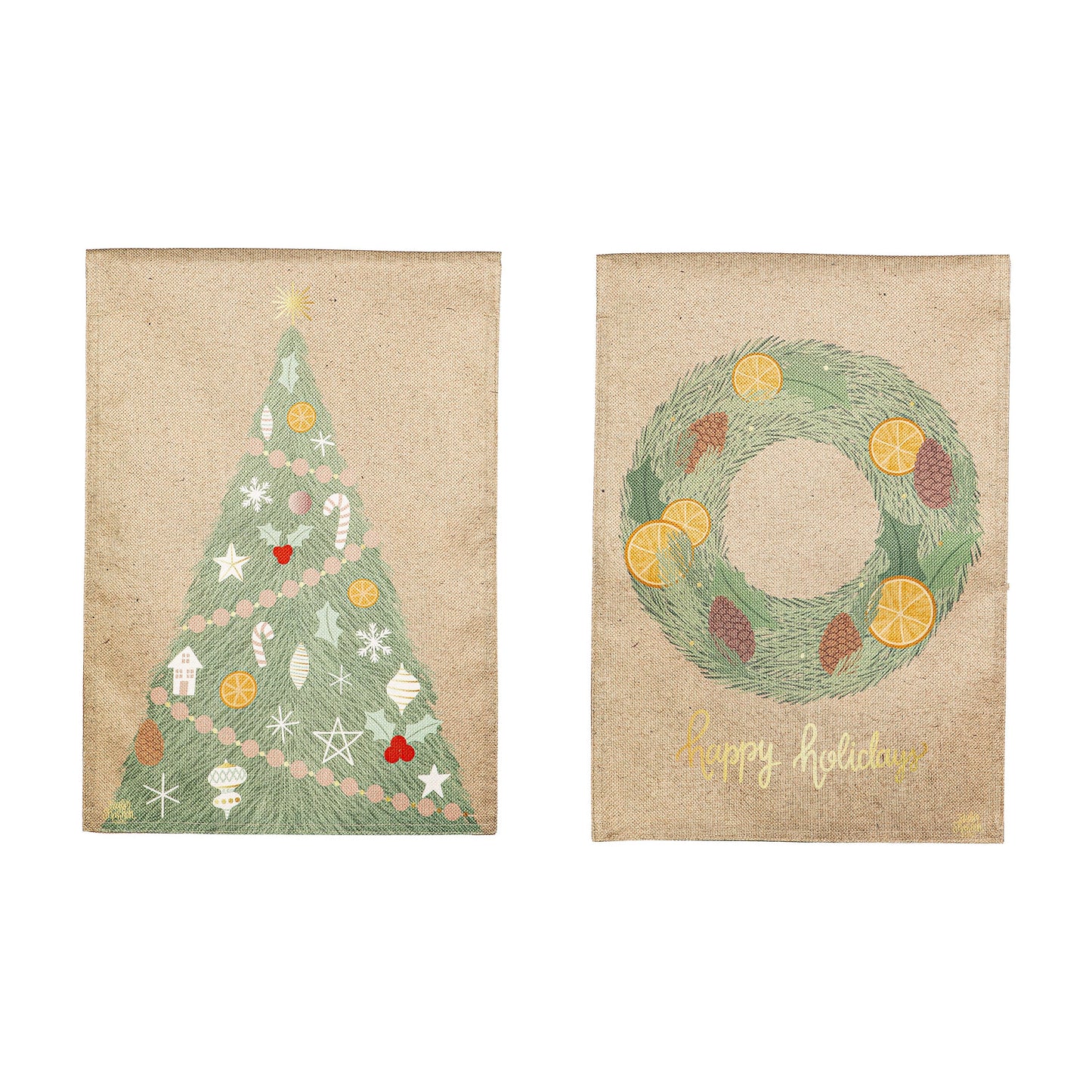 Holiday Wreath Reversible Burlap Garden Flag