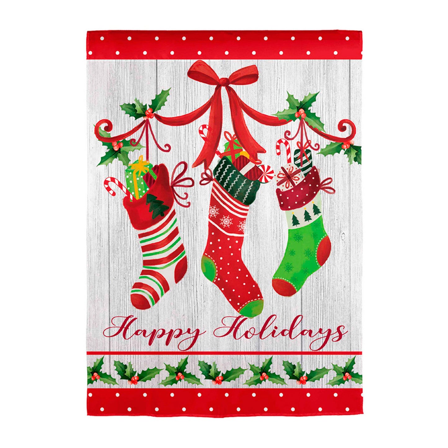 Merry Christmas Stocking Applique House Flag