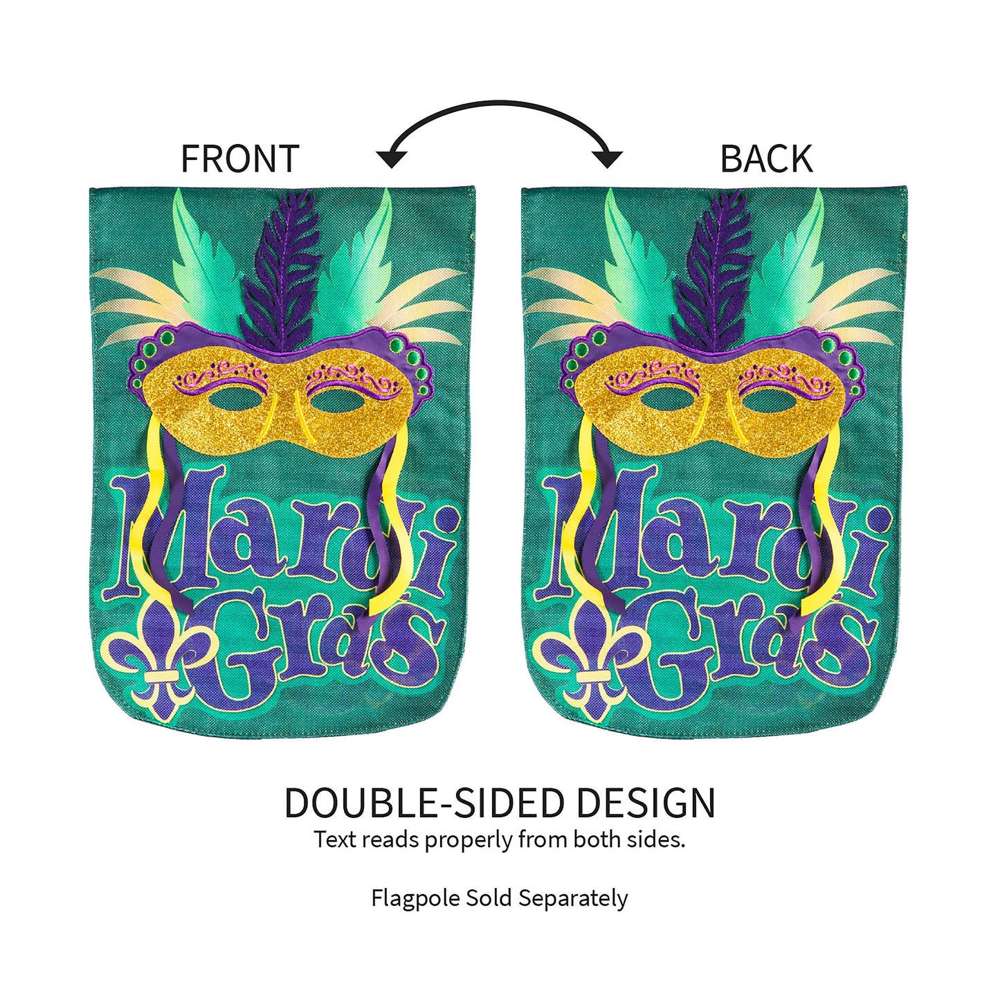 Mardi Gras Mask Garden Burlap Flag