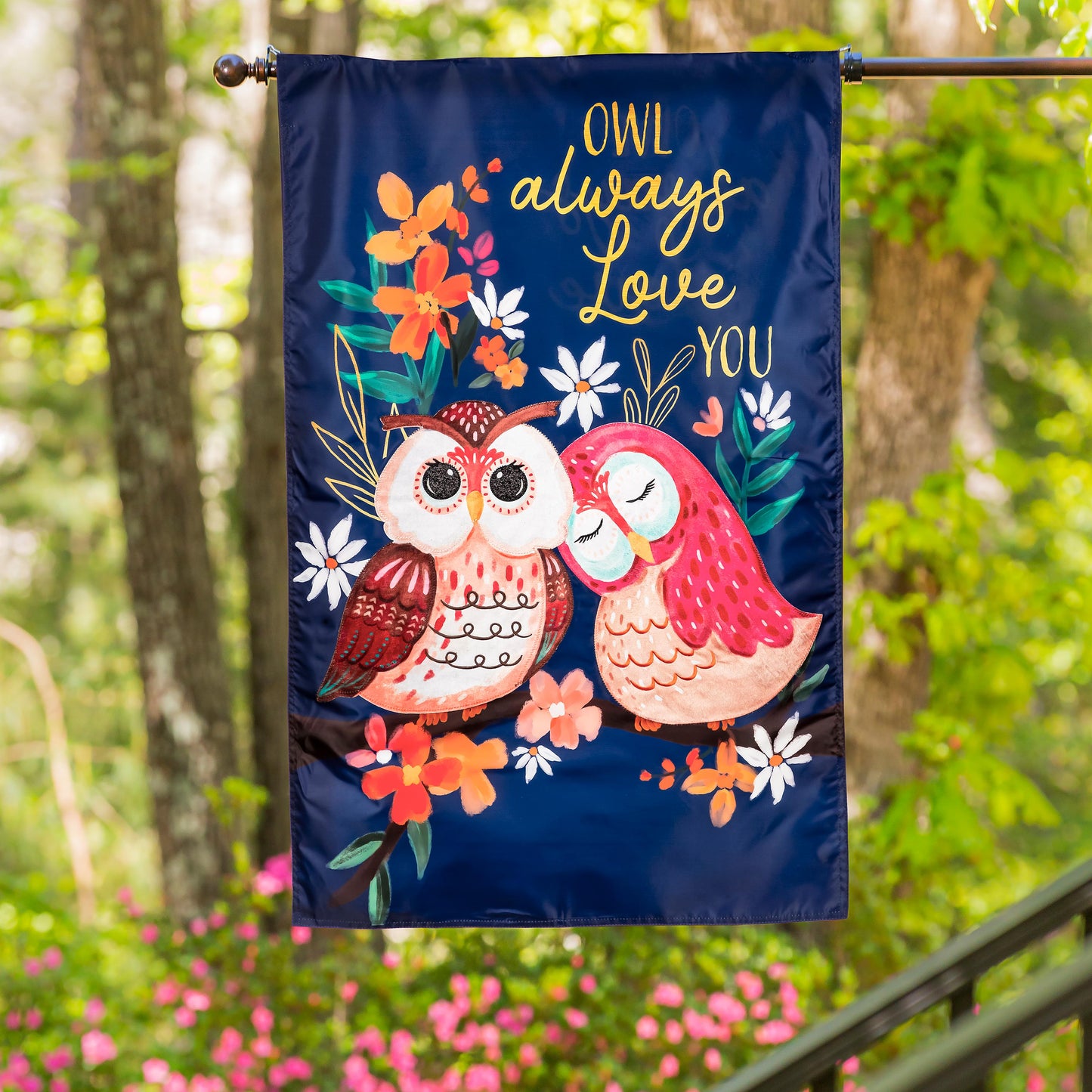 Owl Always Love You Applique House Flag