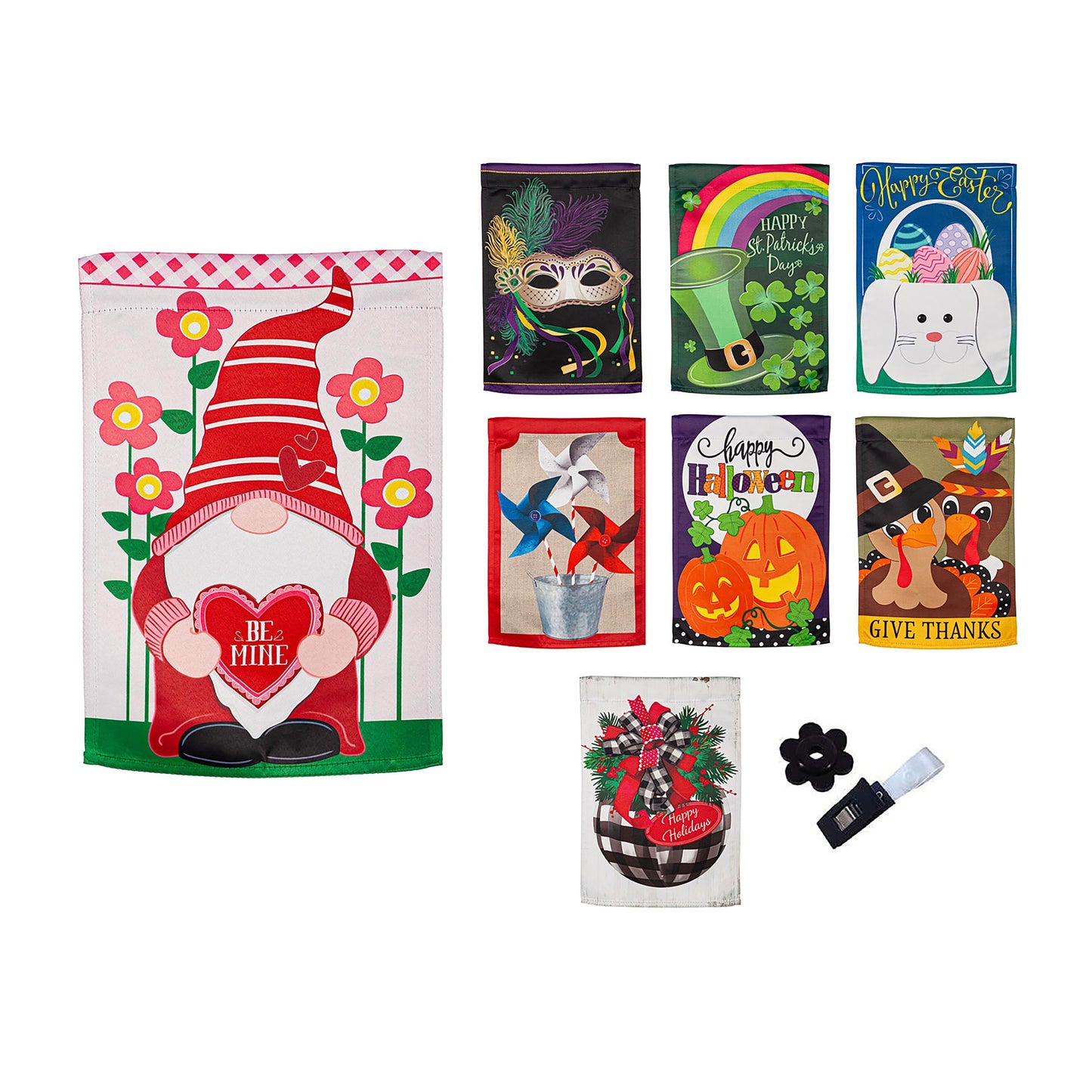 Seasonal Suede Garden Flag Set of 8, Whimsical