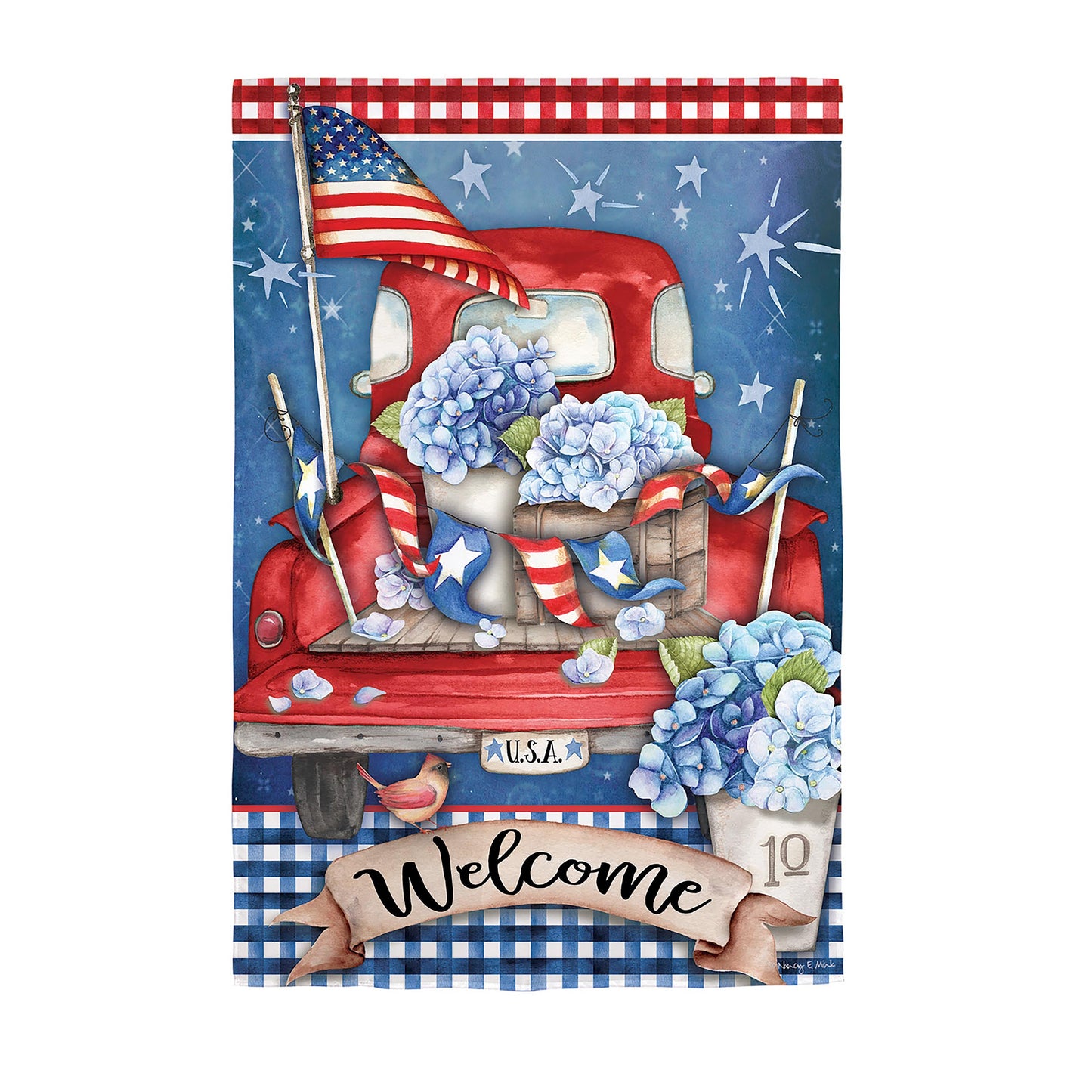 Patriotic Truck Garden Suede Flag