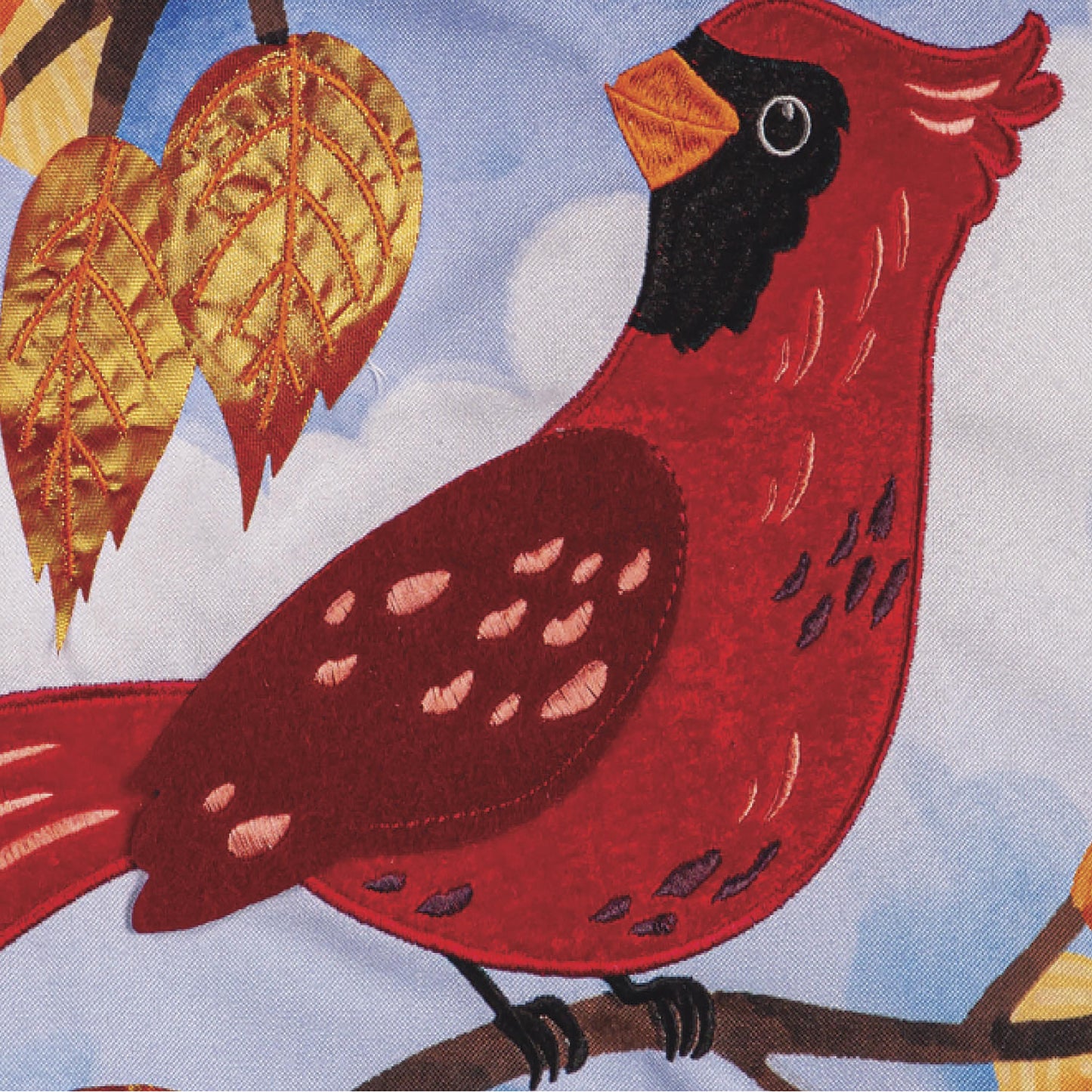 Cardinal in Fall Tree Applique Garden Flag