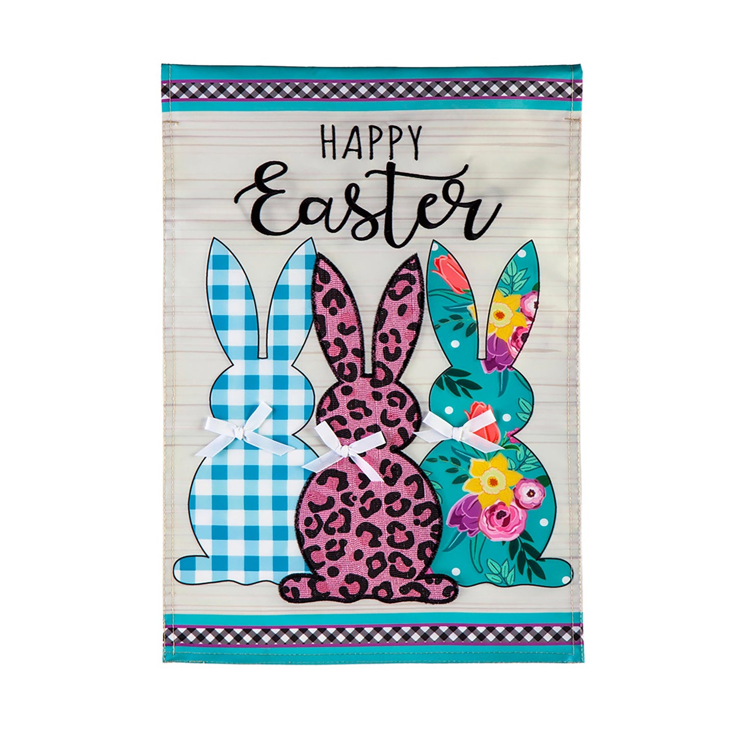 Bright Bunnies Garden Applique Flag