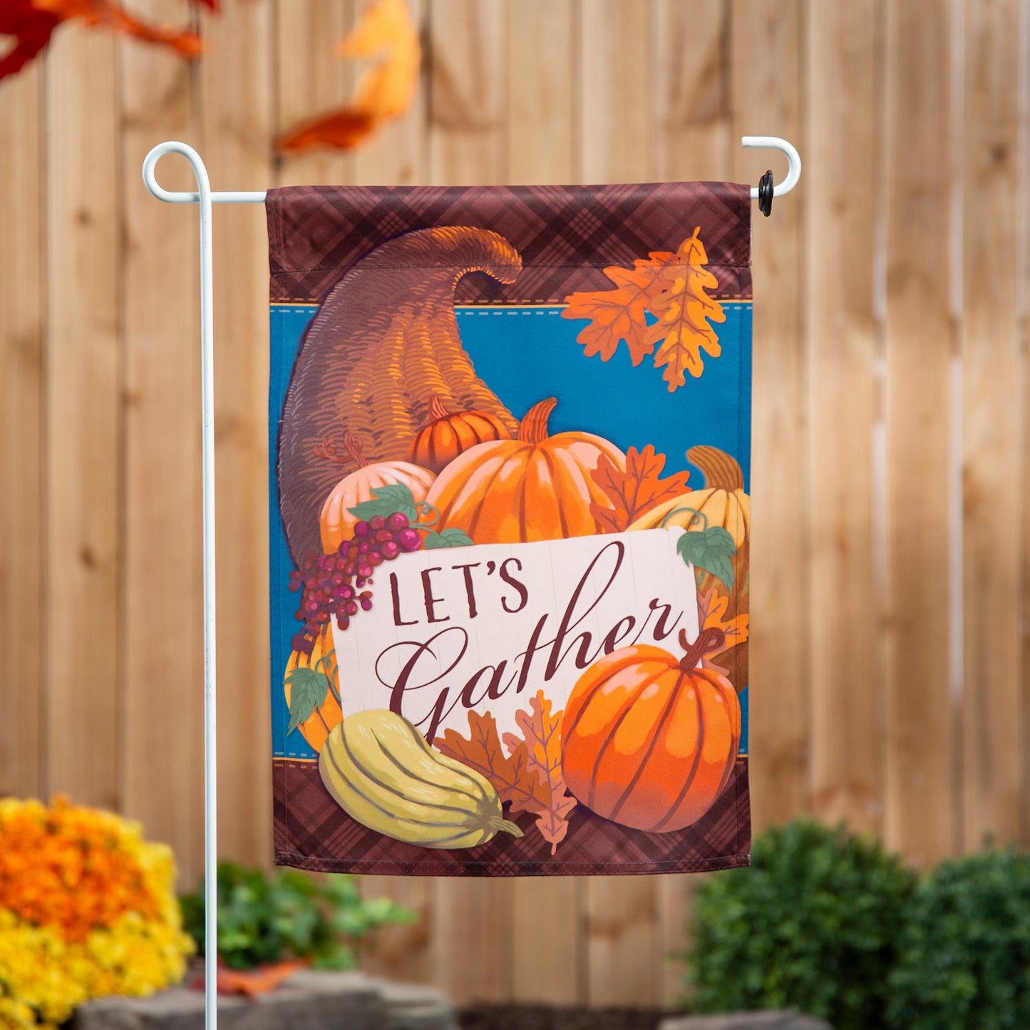 Gather Cornucopia Suede Garden Flag