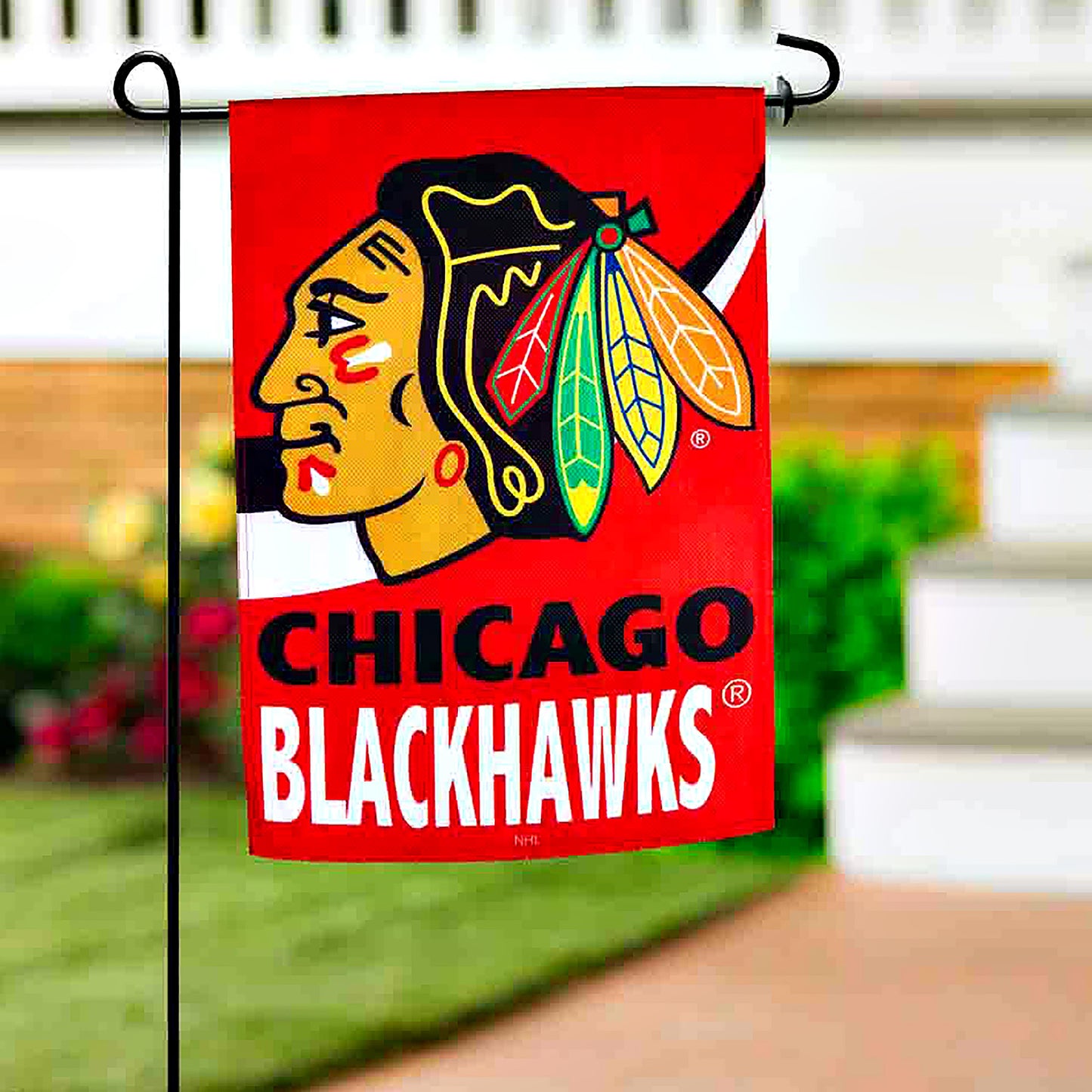 NHL Hockey Burlap Garden Flag, Chicago Blackhawks